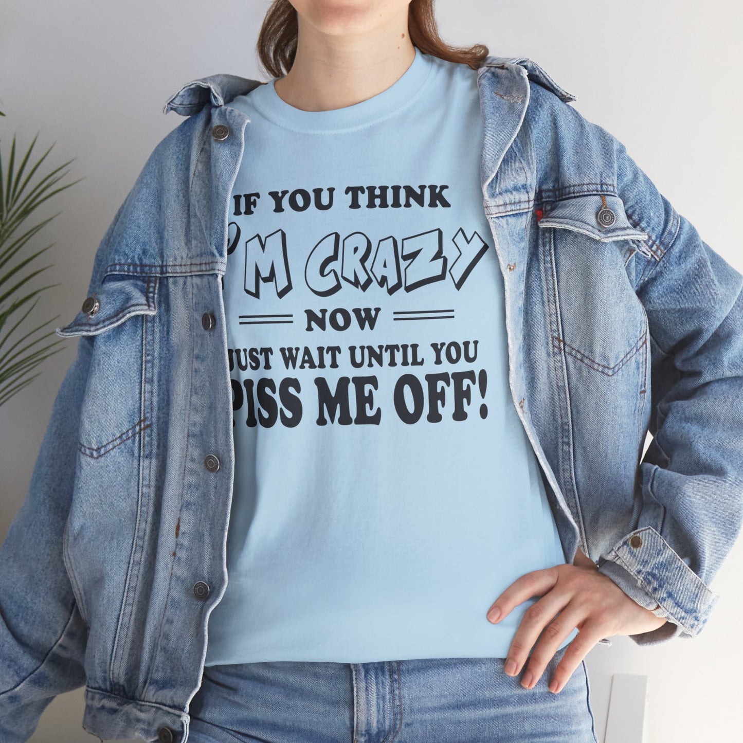 If you think I'm Crazy what until you piss me off, funny shirt, Tee Shirt, Unisex Cotton Shirt, Cozy Family Tee