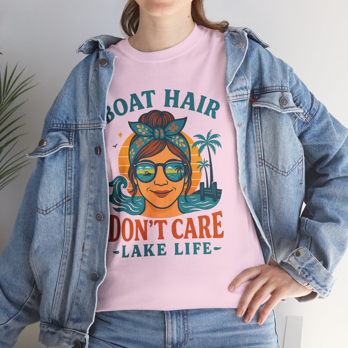 Boat hair don't care lake life