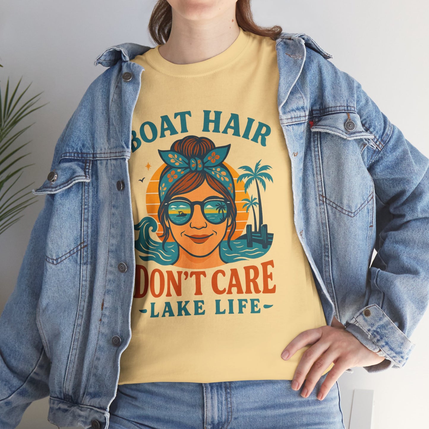 Boat hair don't care lake life