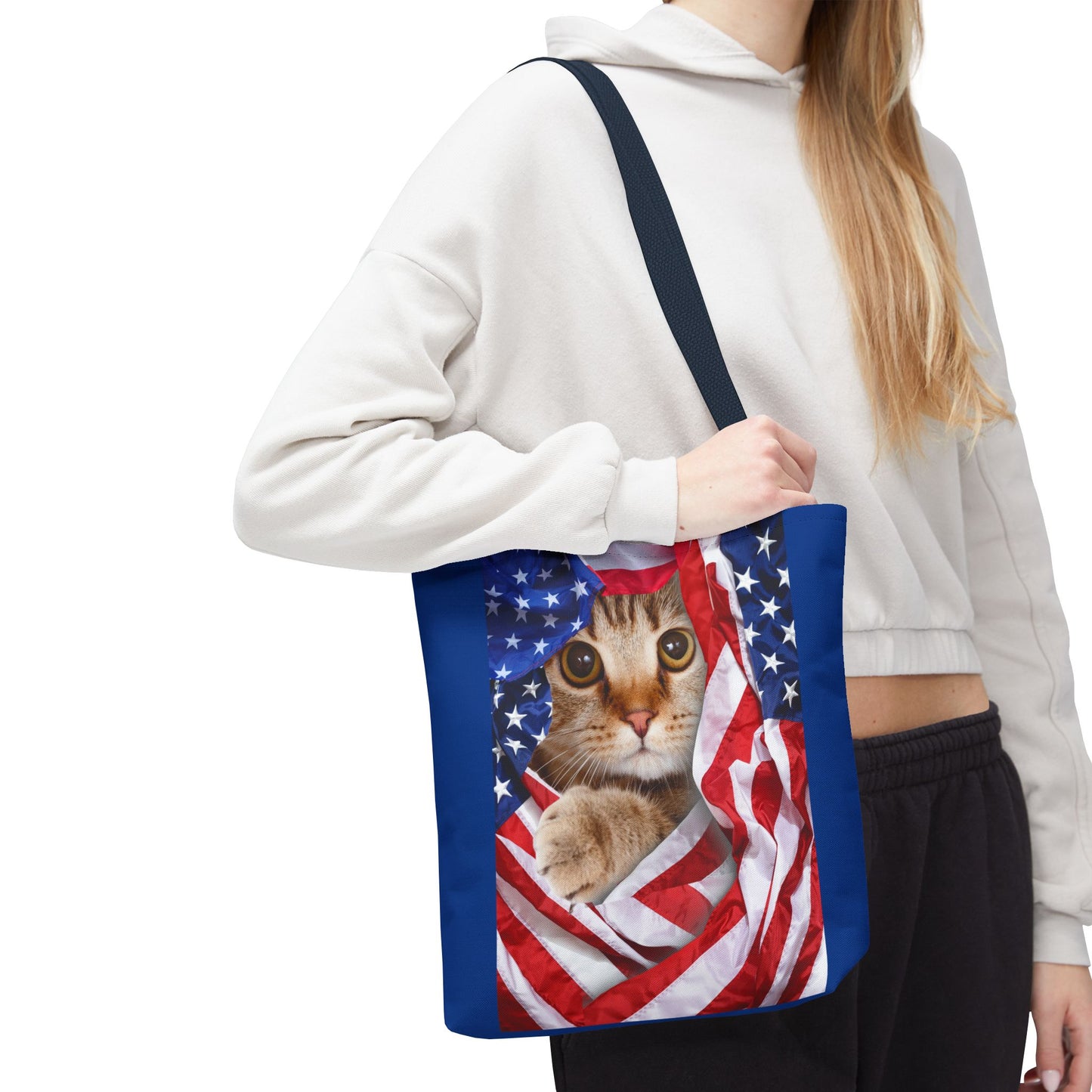 American Flag Cat Pattern Bag