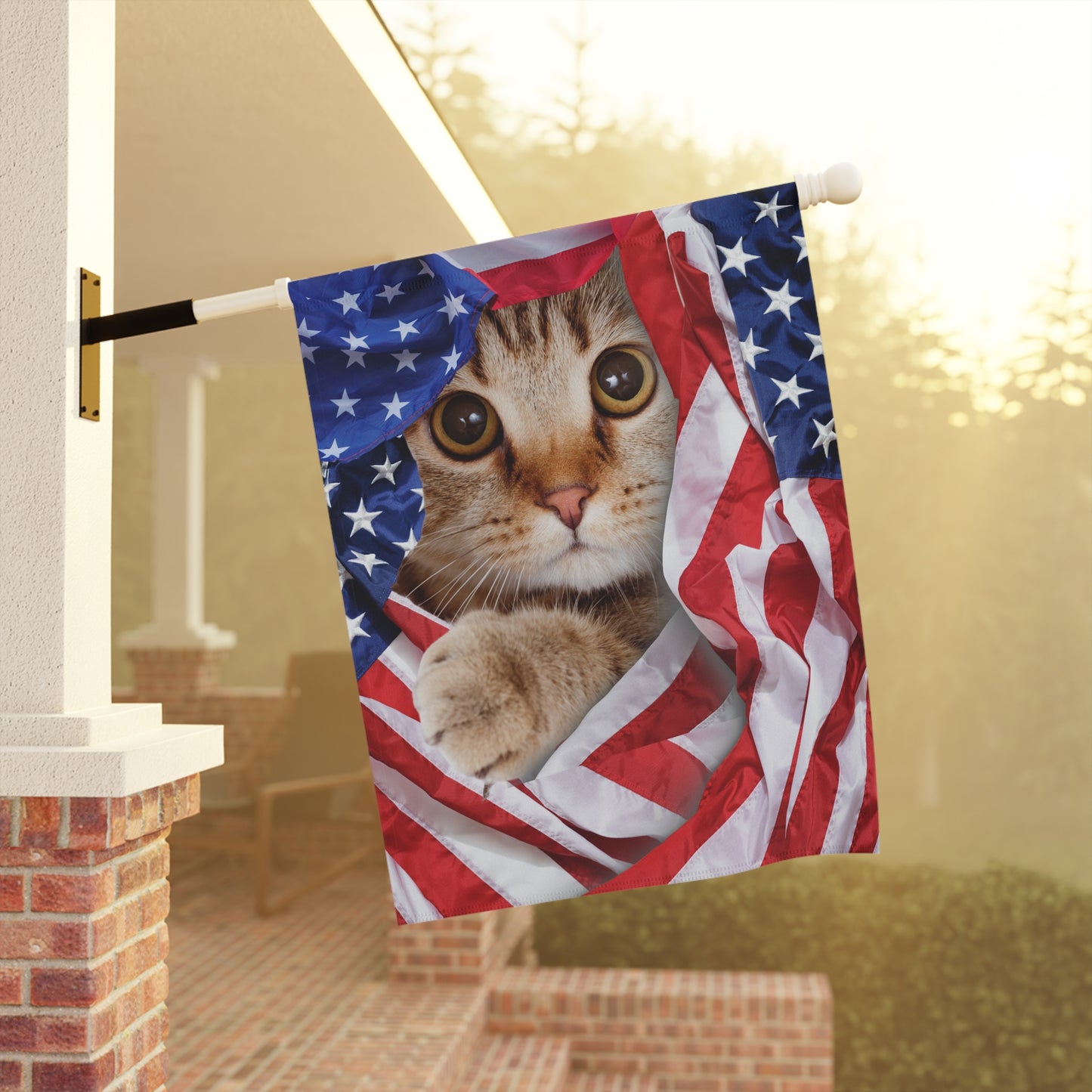 American Cat Whimsical Garden Banner, Playful Outdoor Sign, Dragon Decoration, Unique Yard Art, Sarcastic Home Décor, Garden Humor
