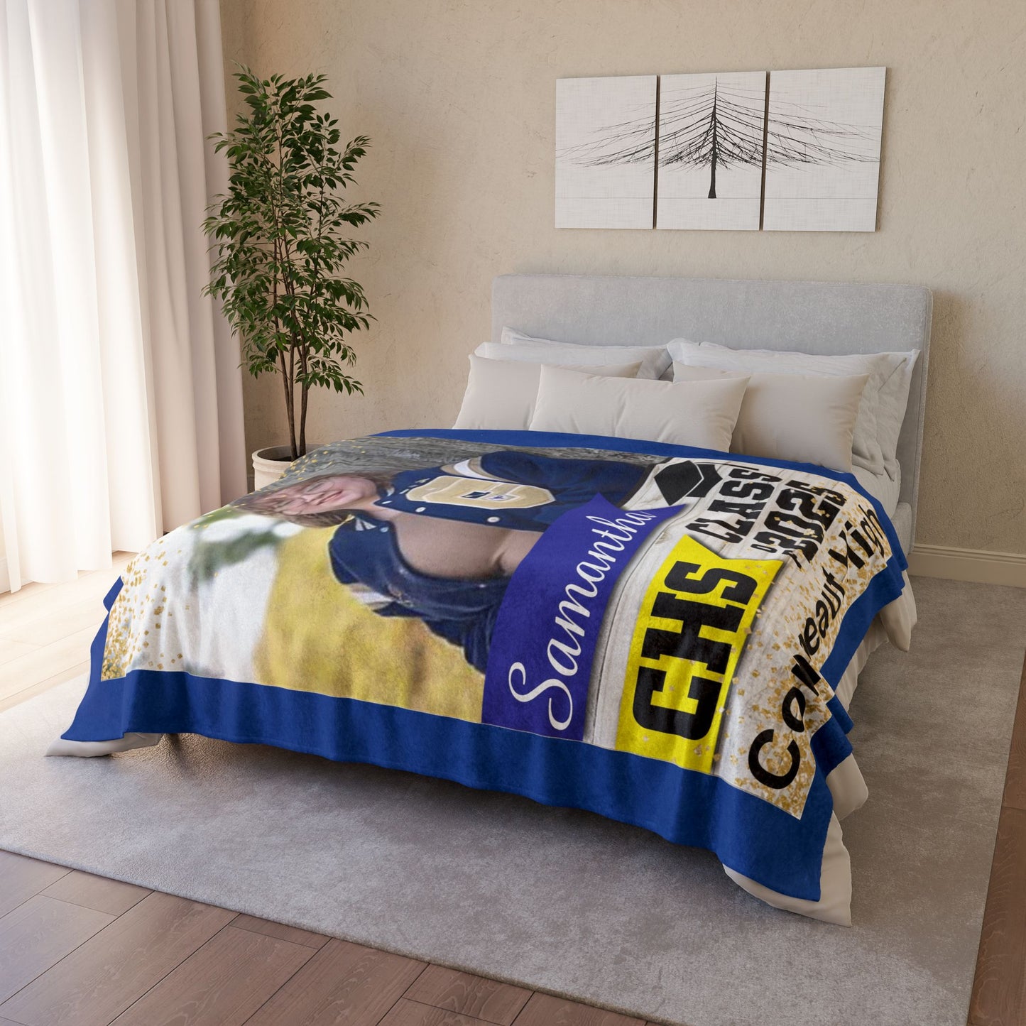 Add Custom Text Polyester Blanket - Cozy Nature-Inspired Throw for Kids & Family