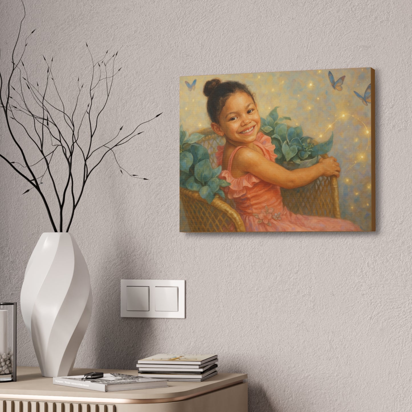 20x16 Custom wal art Whimsical Butterfly Canvas Art - 1.5' Stretched Wall Decor