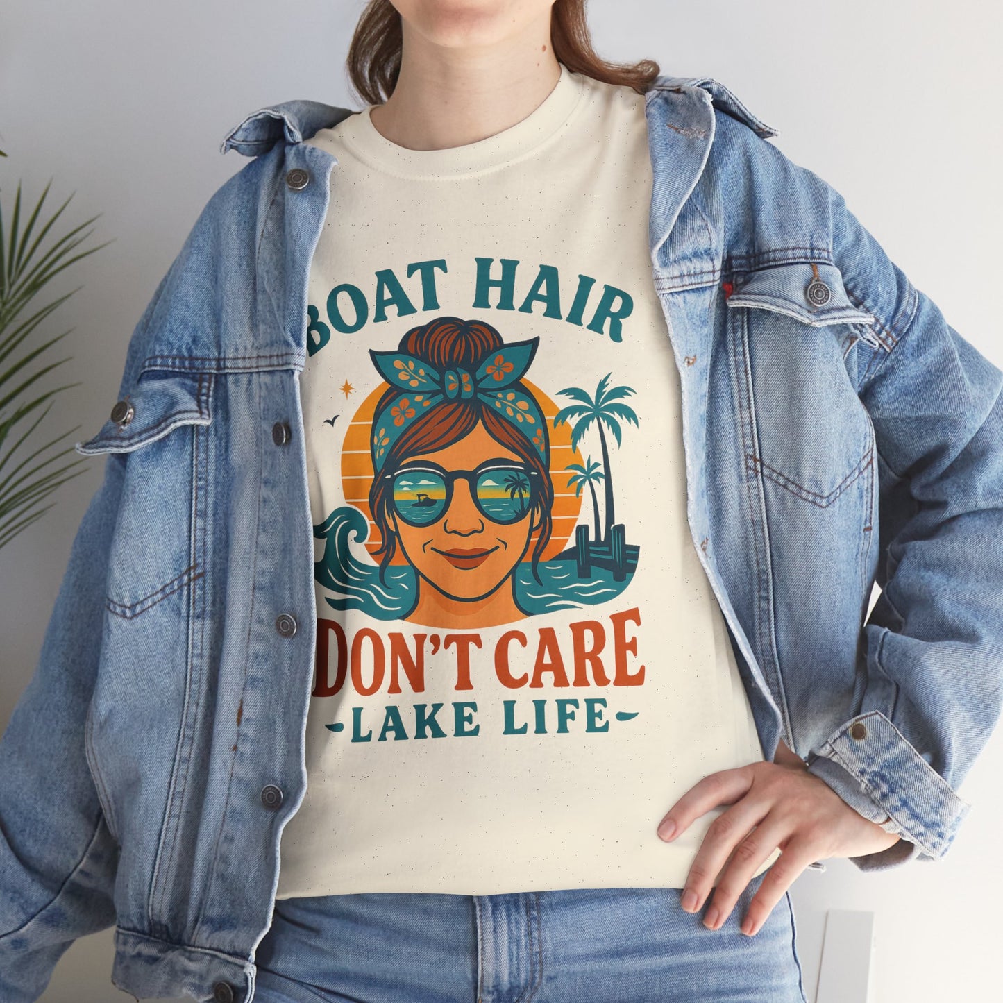 Boat hair don't care lake life