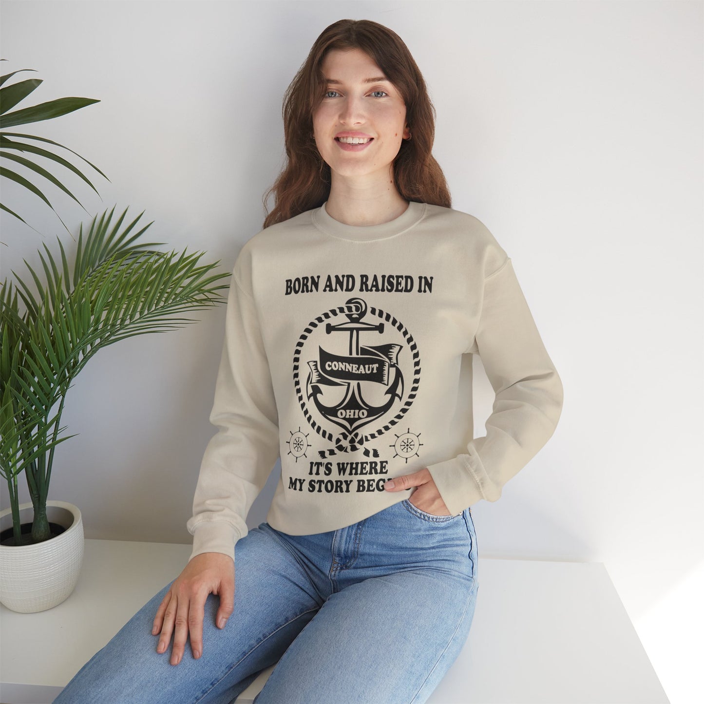 Born and raised it's where my story begins Sweatshirt, Funny Unisex Crewneck, Gift for Homeowners, Cozy Casual Wear