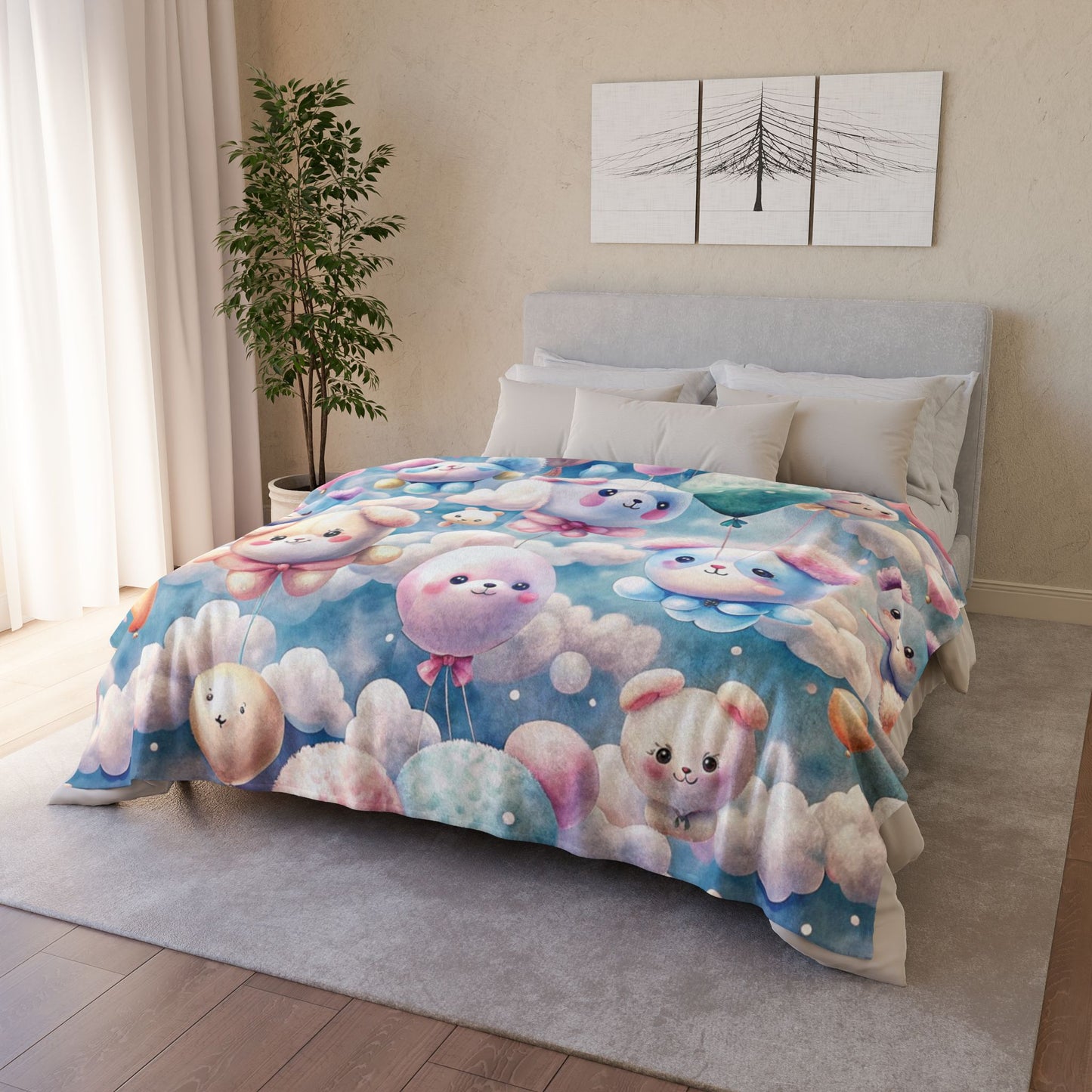 Cute Baby Boy Pattern,,, Add Custom Text Polyester Blanket - Cozy Nature-Inspired Throw for Kids & Family