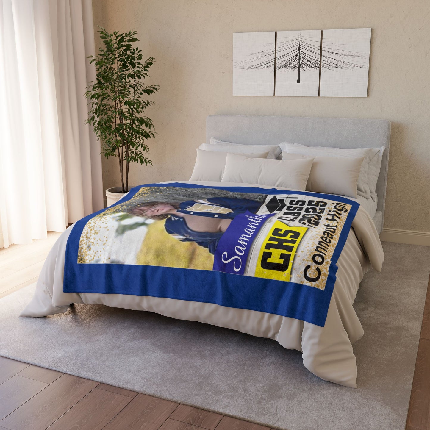 Add Custom Text Polyester Blanket - Cozy Nature-Inspired Throw for Kids & Family