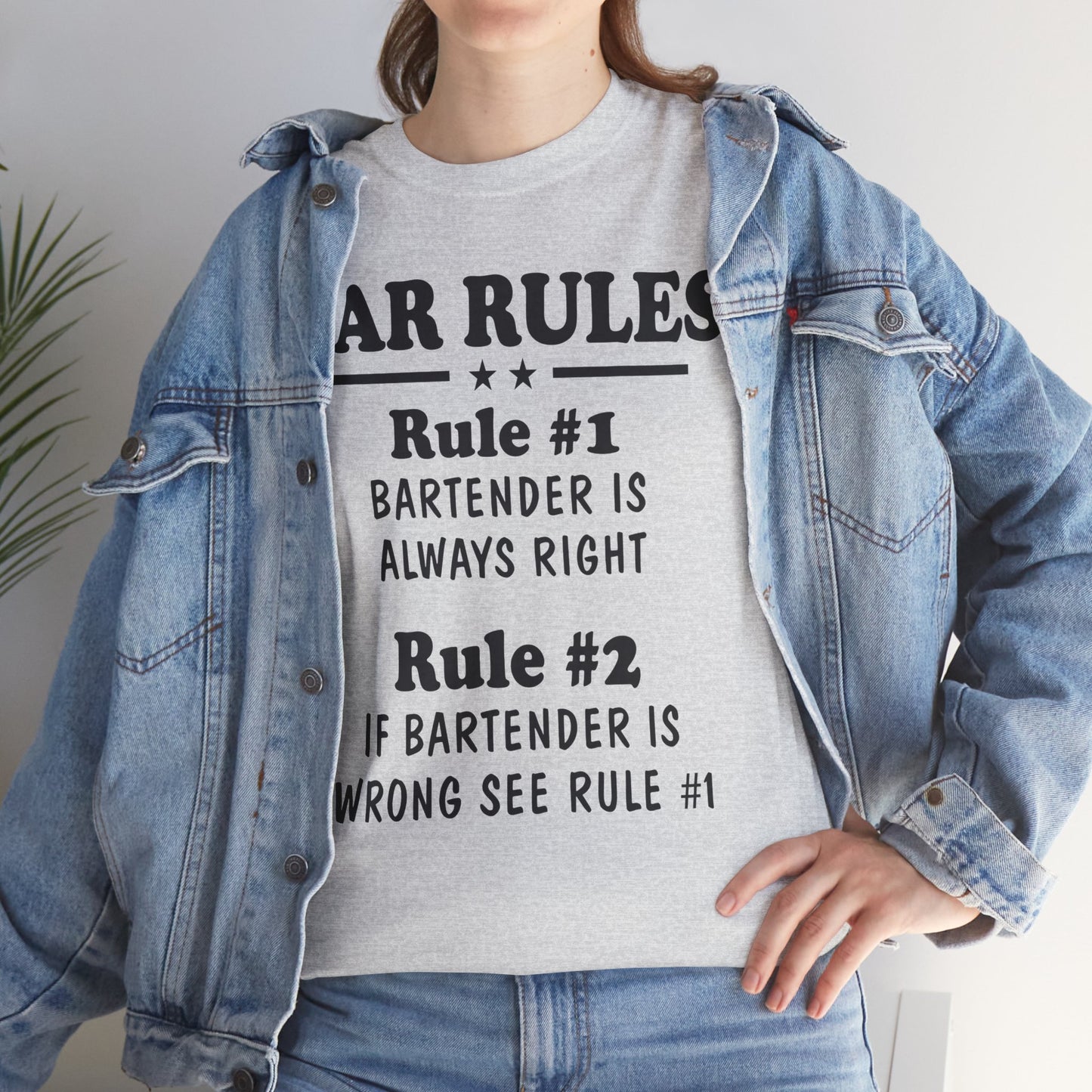 Bar Rules, Rule 1 Bartender is always right Rule 2 If Bartender is wrong see rule one, funny shirt, Tee Shirt, Unisex Cotton Shirt, Cozy Family Tee