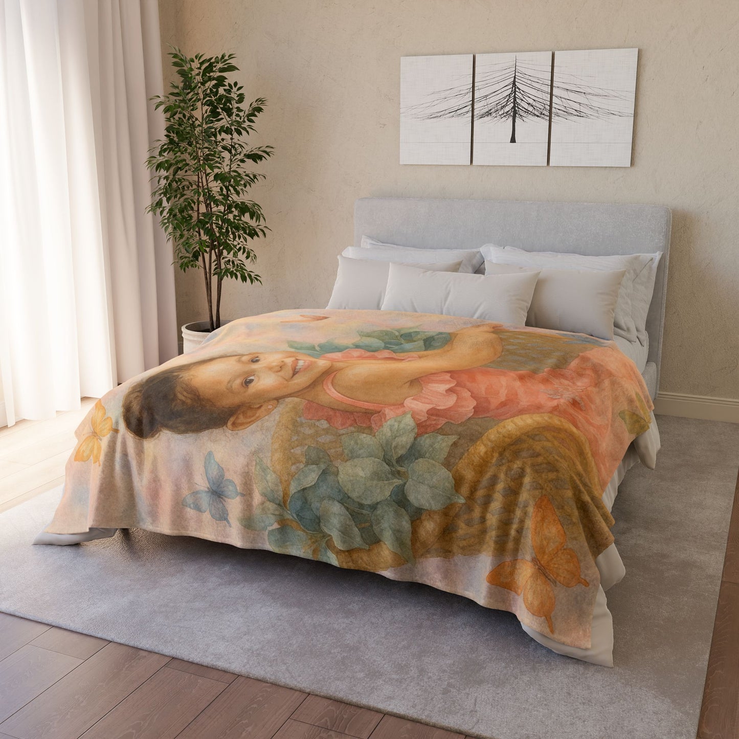 Custom Polyester Blanket, 3 sizes to choose from - Cozy Nature-Inspired Throw for Kids & Family