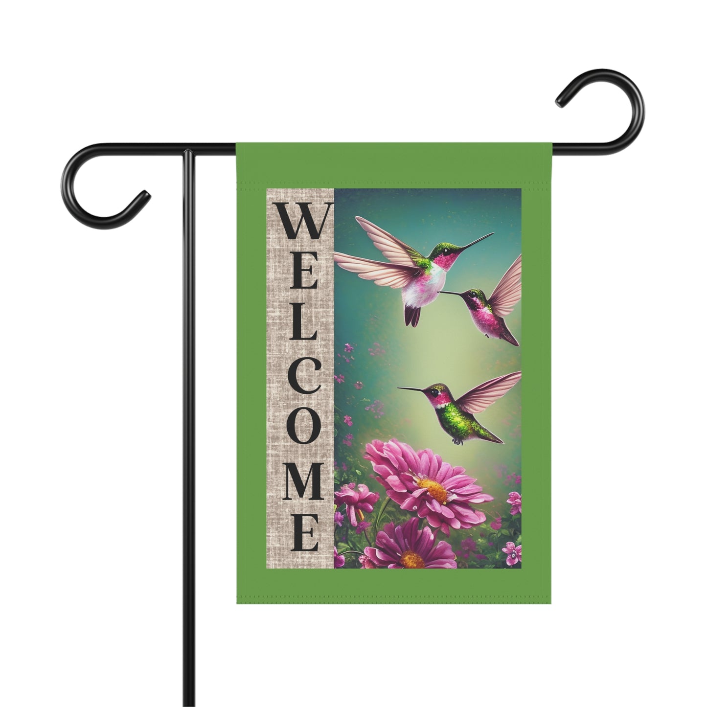 Welcome Hummingbirds Whimsical Garden Banner, Playful Outdoor Sign, Dragon Decoration, Unique Yard Art, Sarcastic Home Décor, Garden Humor