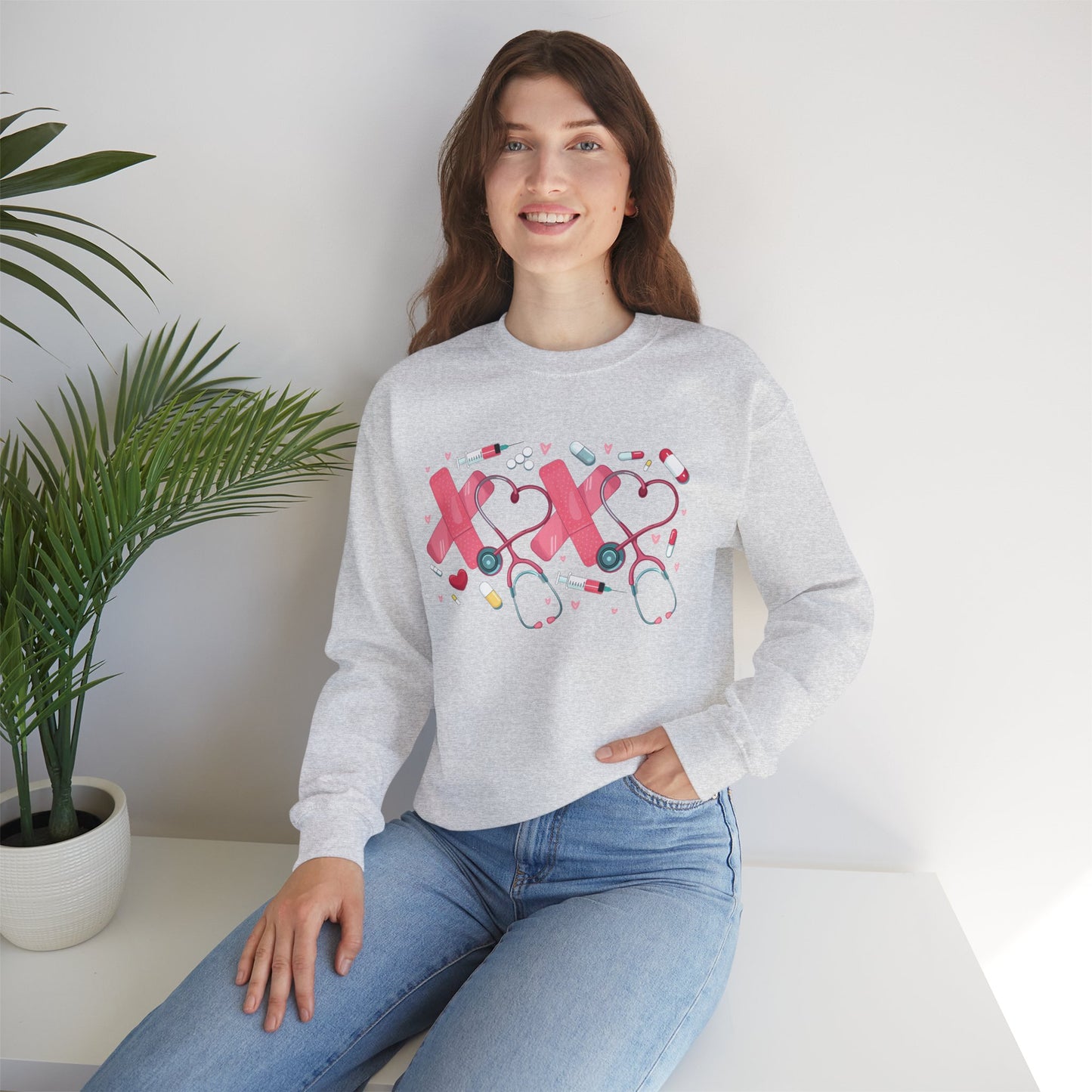 XOXO Nurse Professional Cute Sweatshirt, Funny Unisex Crewneck, Gift for Homeowners, Holiday Sweatshirt, Cozy Casual Wear