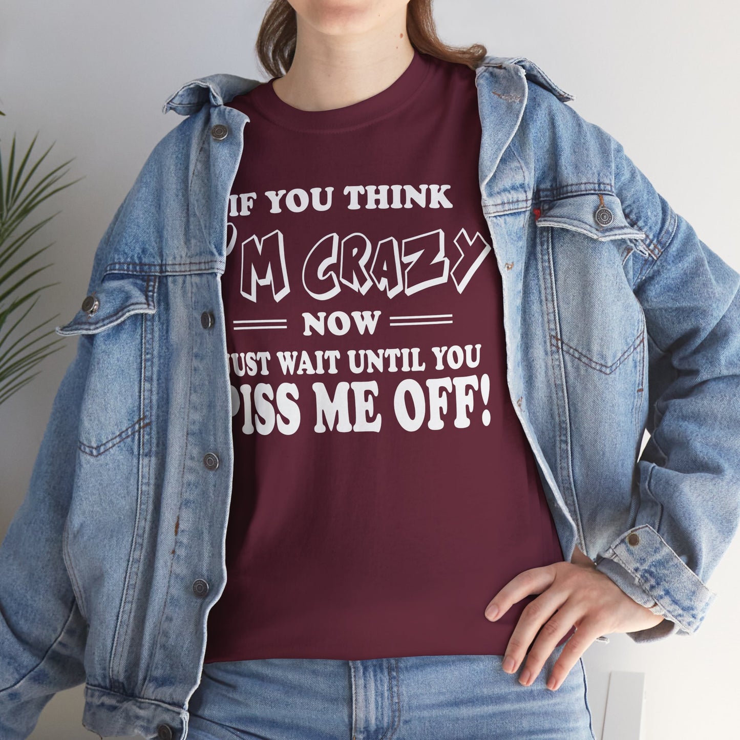If you think I'm Crazy now just wait until you piss me off, funny shirt, Tee Shirt, Unisex Cotton Shirt, Cozy Family Tee