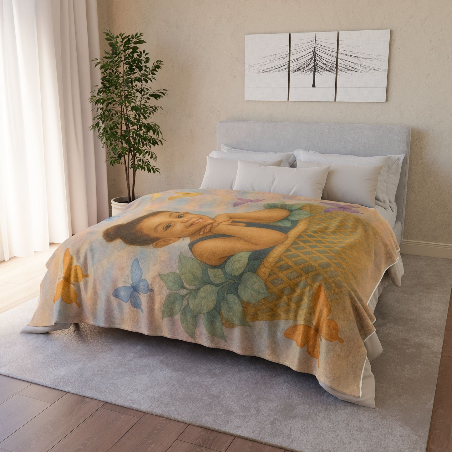 Custom Polyester Blanket, 3 sizes to choose from - Cozy Nature-Inspired Throw for Kids & Family