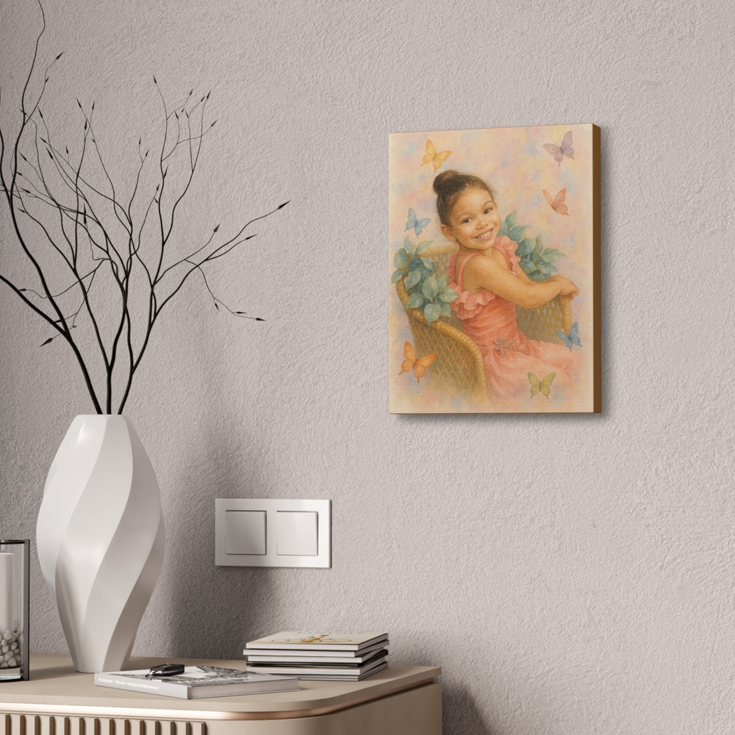 12x16 Vertical Custom Wall art Whimsical Butterfly Canvas Art - 1.5' Stretched Wall Décor