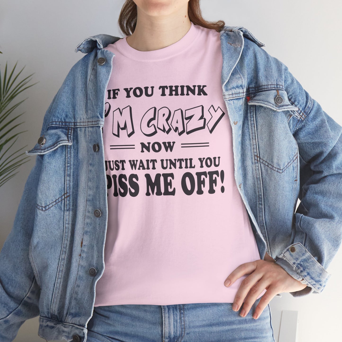 If you think I'm Crazy what until you piss me off, funny shirt, Tee Shirt, Unisex Cotton Shirt, Cozy Family Tee