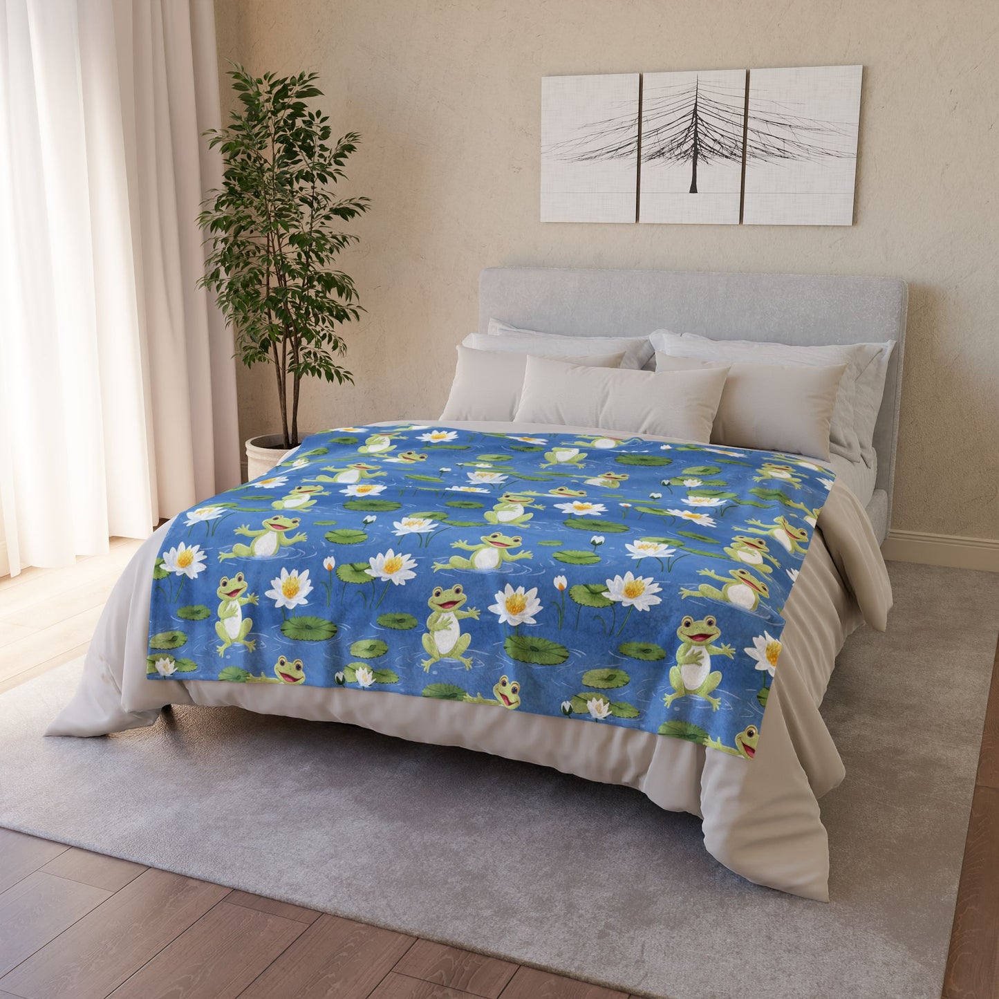 Whimsical Frog Polyester Blanket - Cozy Nature-Inspired Throw for Kids & Family