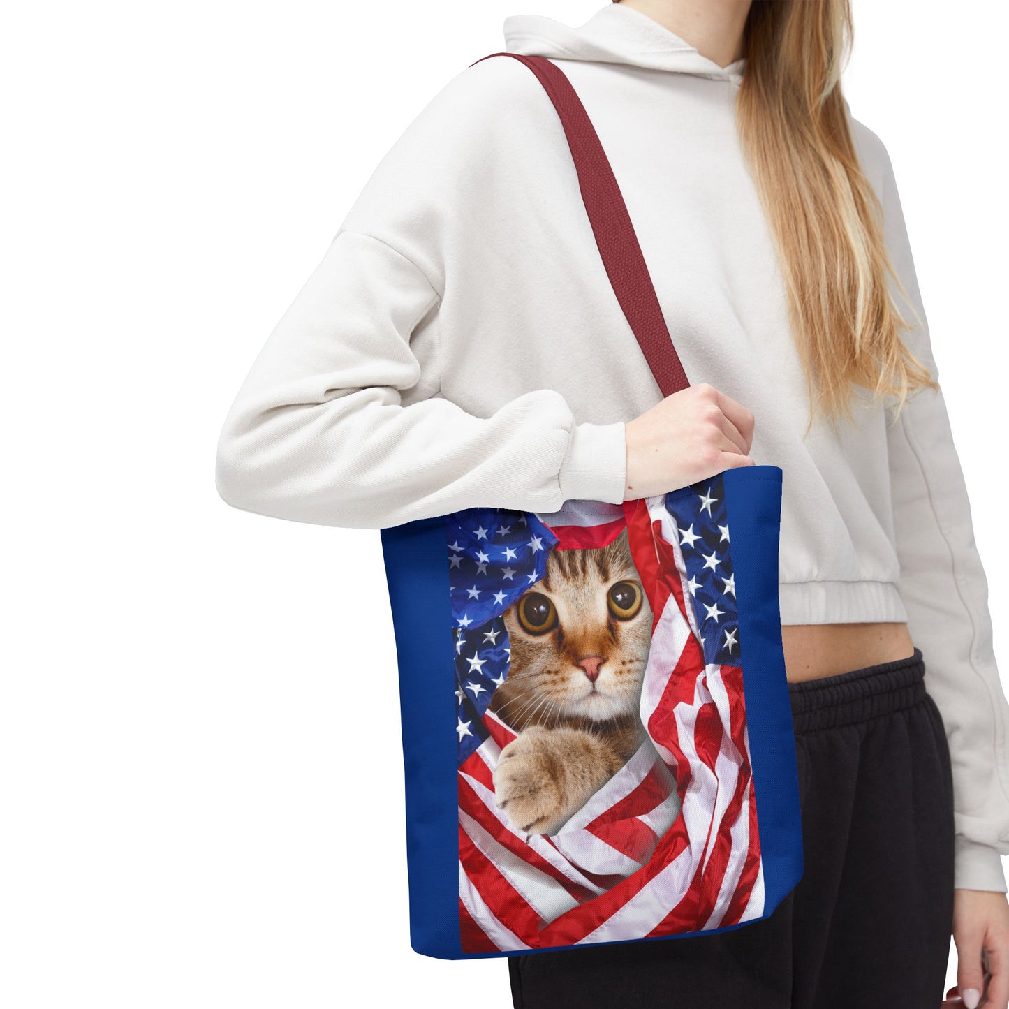 American Flag Cat Pattern Bag