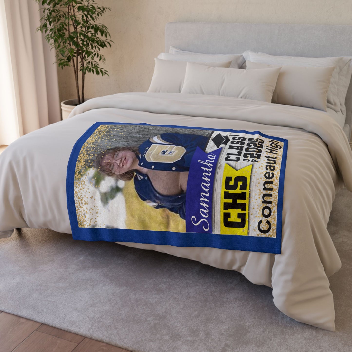 Add Custom Text Polyester Blanket - Cozy Nature-Inspired Throw for Kids & Family
