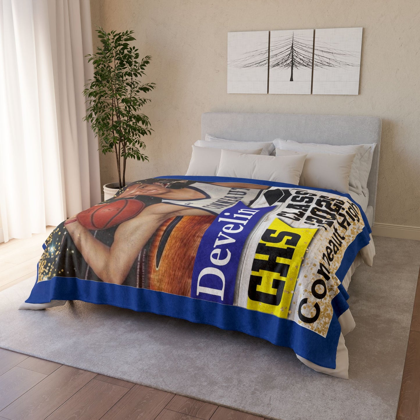 Add Custom Text Polyester Blanket - Cozy Nature-Inspired Throw for Kids & Family