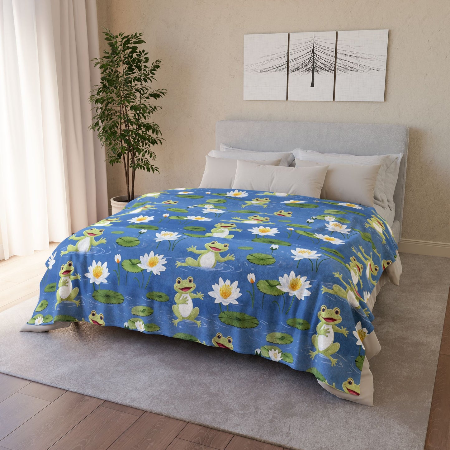 Whimsical Frog Polyester Blanket - Cozy Nature-Inspired Throw for Kids & Family