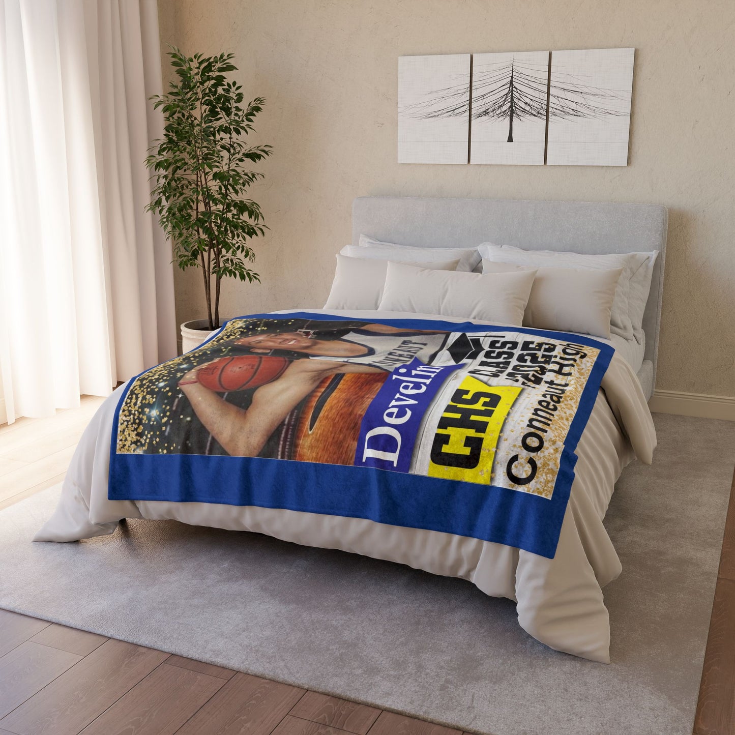 Add Custom Text Polyester Blanket - Cozy Nature-Inspired Throw for Kids & Family