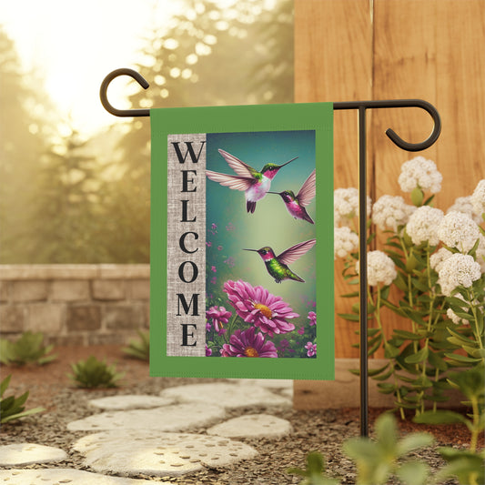 Welcome Hummingbirds  Whimsical Garden Banner, Playful Outdoor Sign, Dragon Decoration, Unique Yard Art, Sarcastic Home Décor, Garden Humor