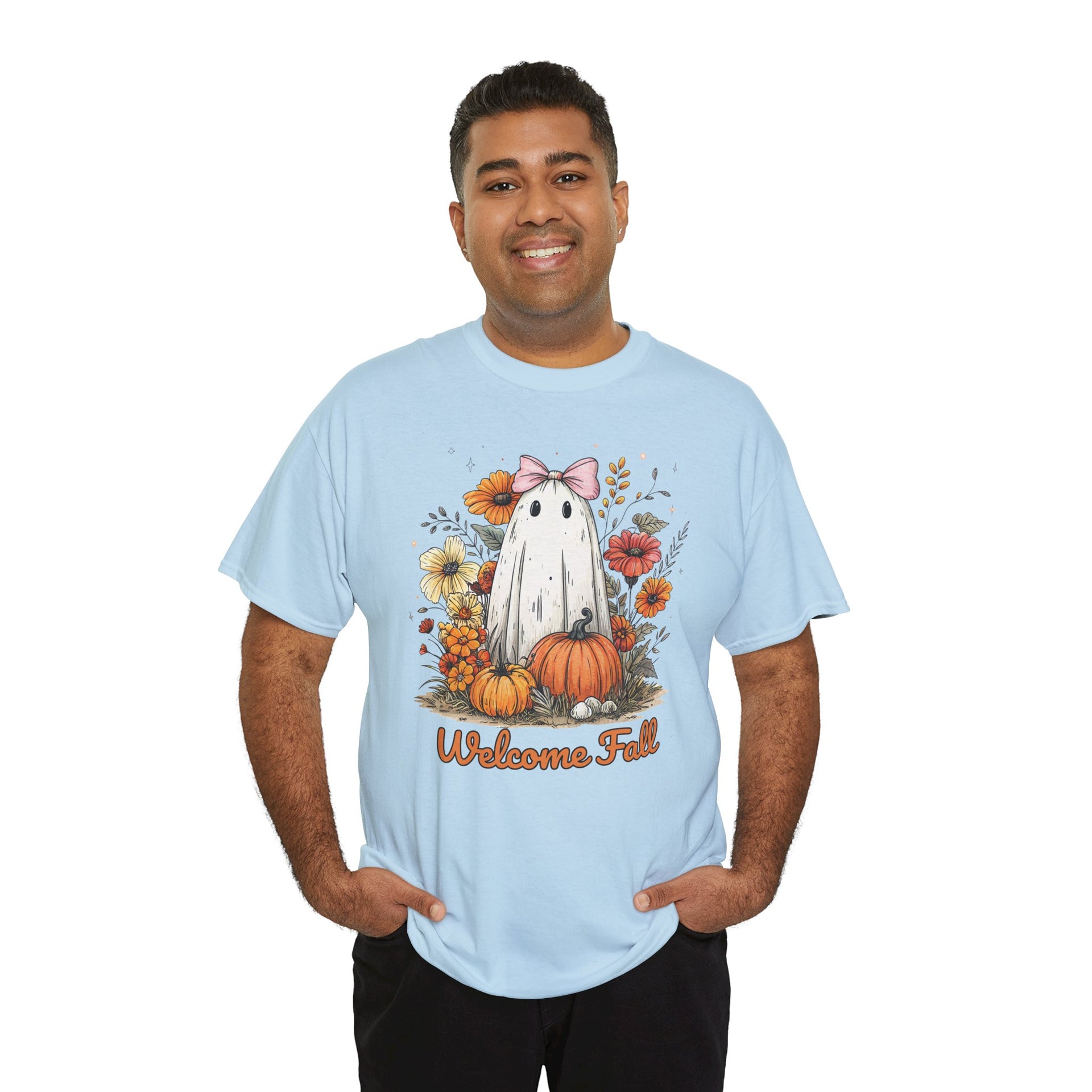 Welcome Fall Ghost, Floral Pumpkin Shirt