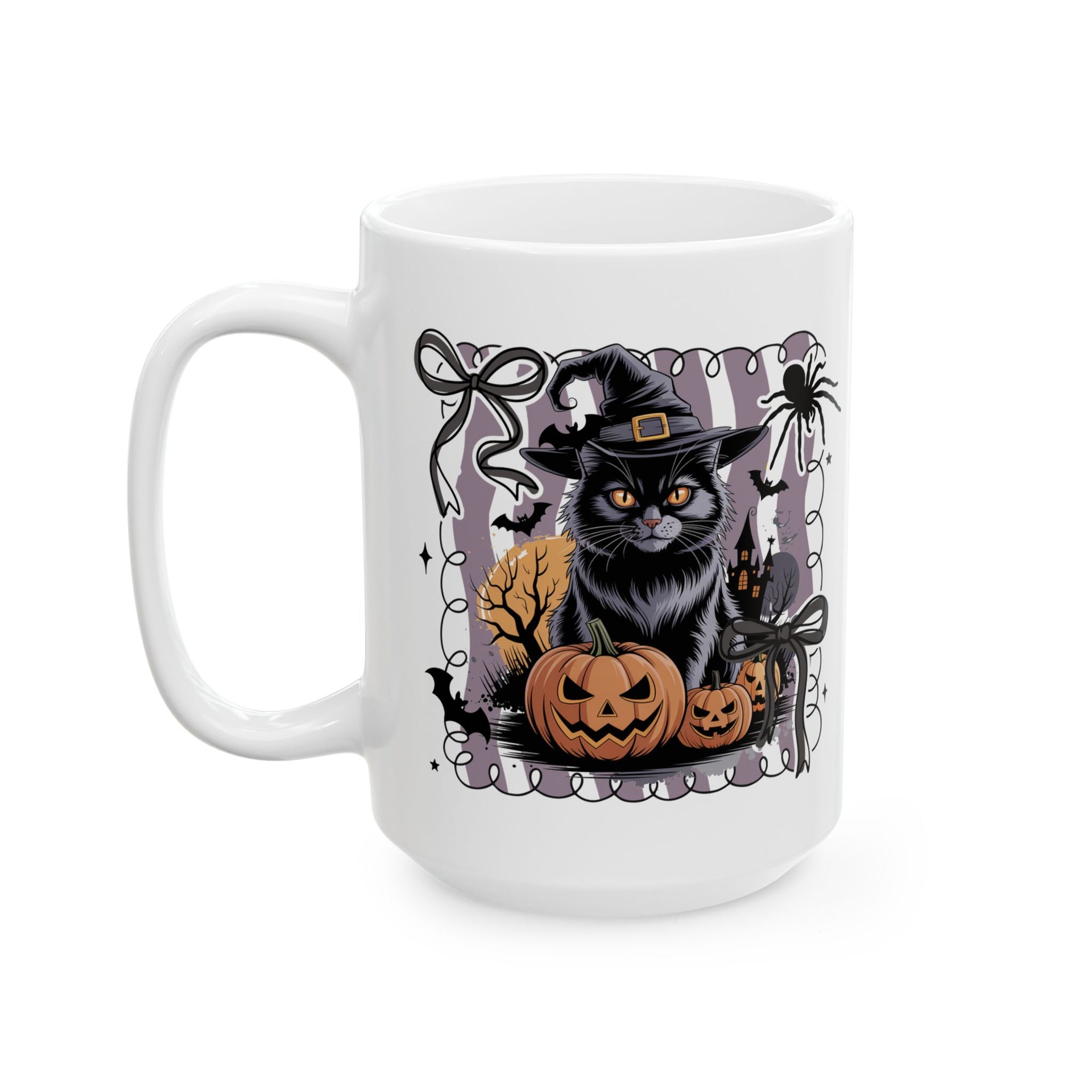 Preppy Black Cat, Retro Halloween Cup