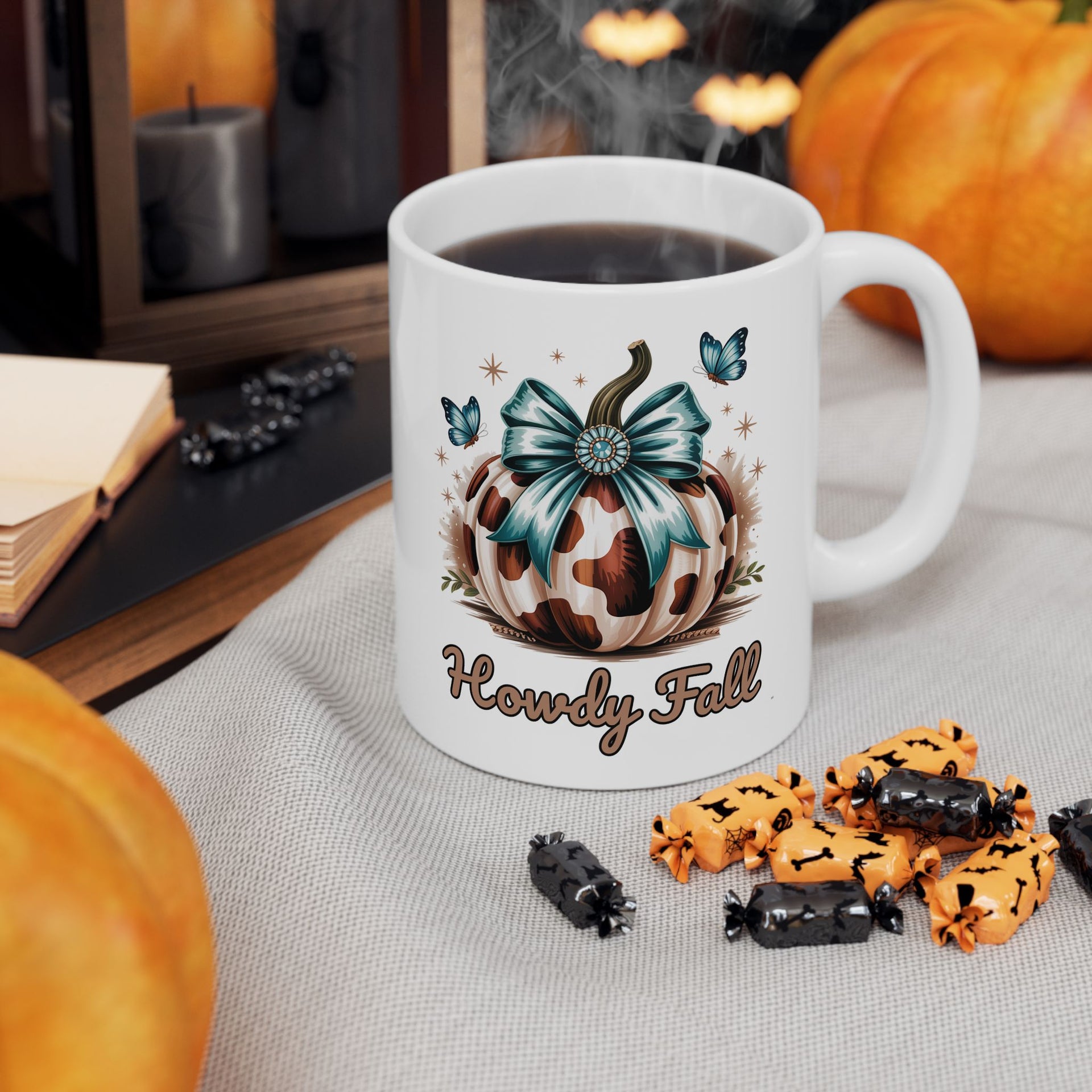 Howdy Fall Western Pumpkin Cowhide Cup