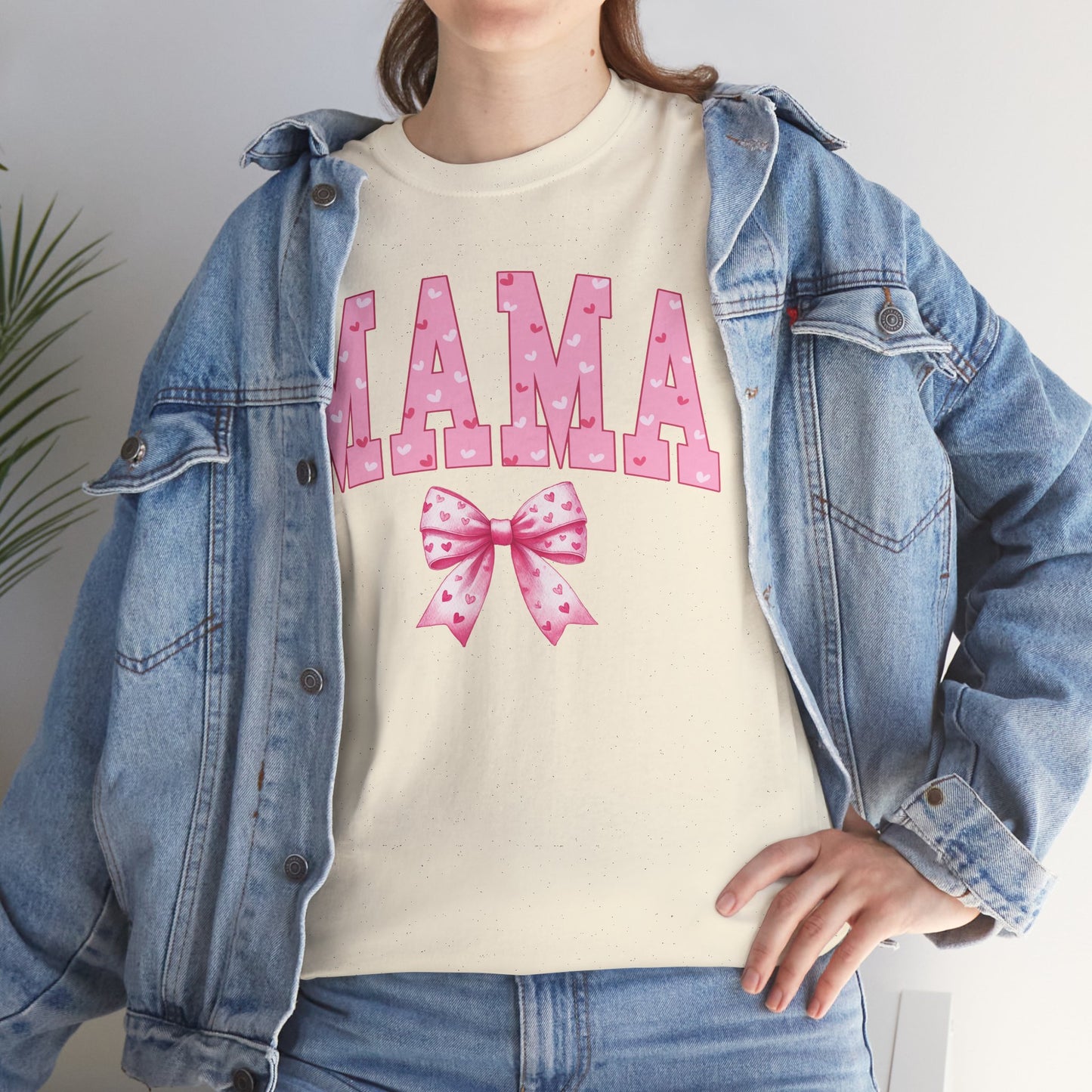 Mama Bow Hearts Valentine's Day, Tee Shirt, Valentine's Day Holiday Gift, Unisex Cotton Shirt, Movie Lovers Apparel, Cozy Family Tee