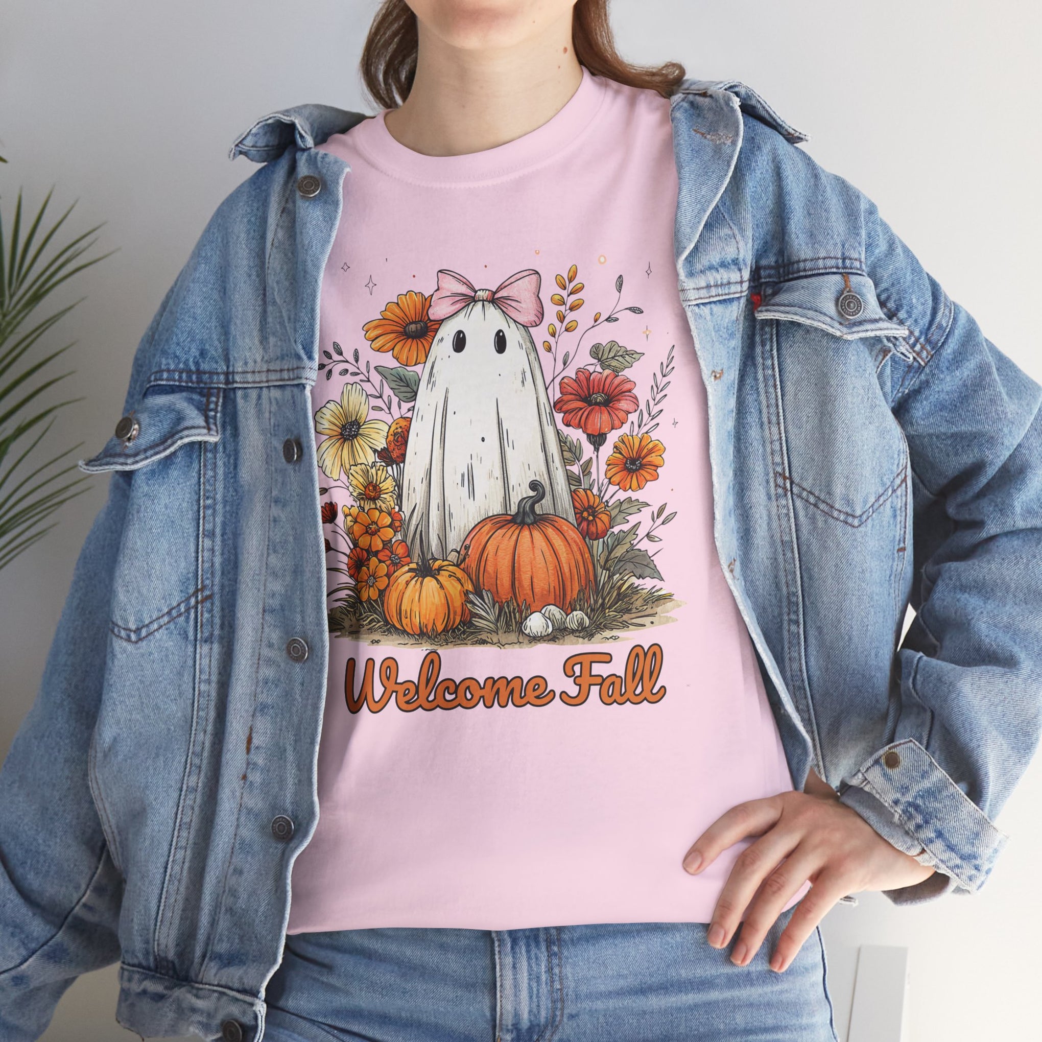 Welcome Fall Ghost, Floral Pumpkin Shirt