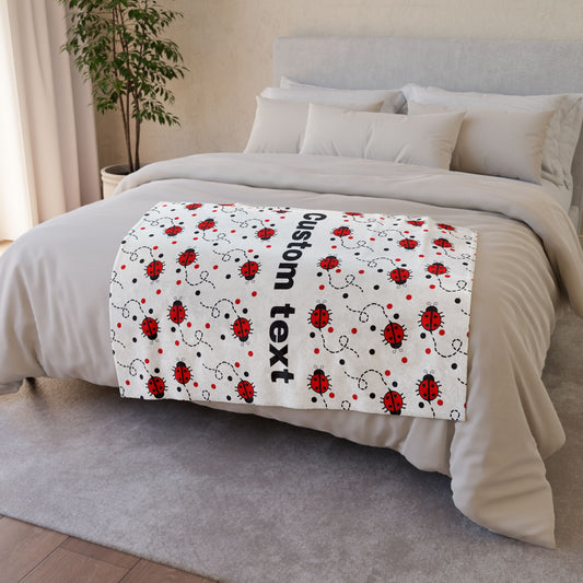 Cute Lady Bug Add Custom Text Polyester Blanket - Cozy Nature-Inspired Throw for Kids & Family