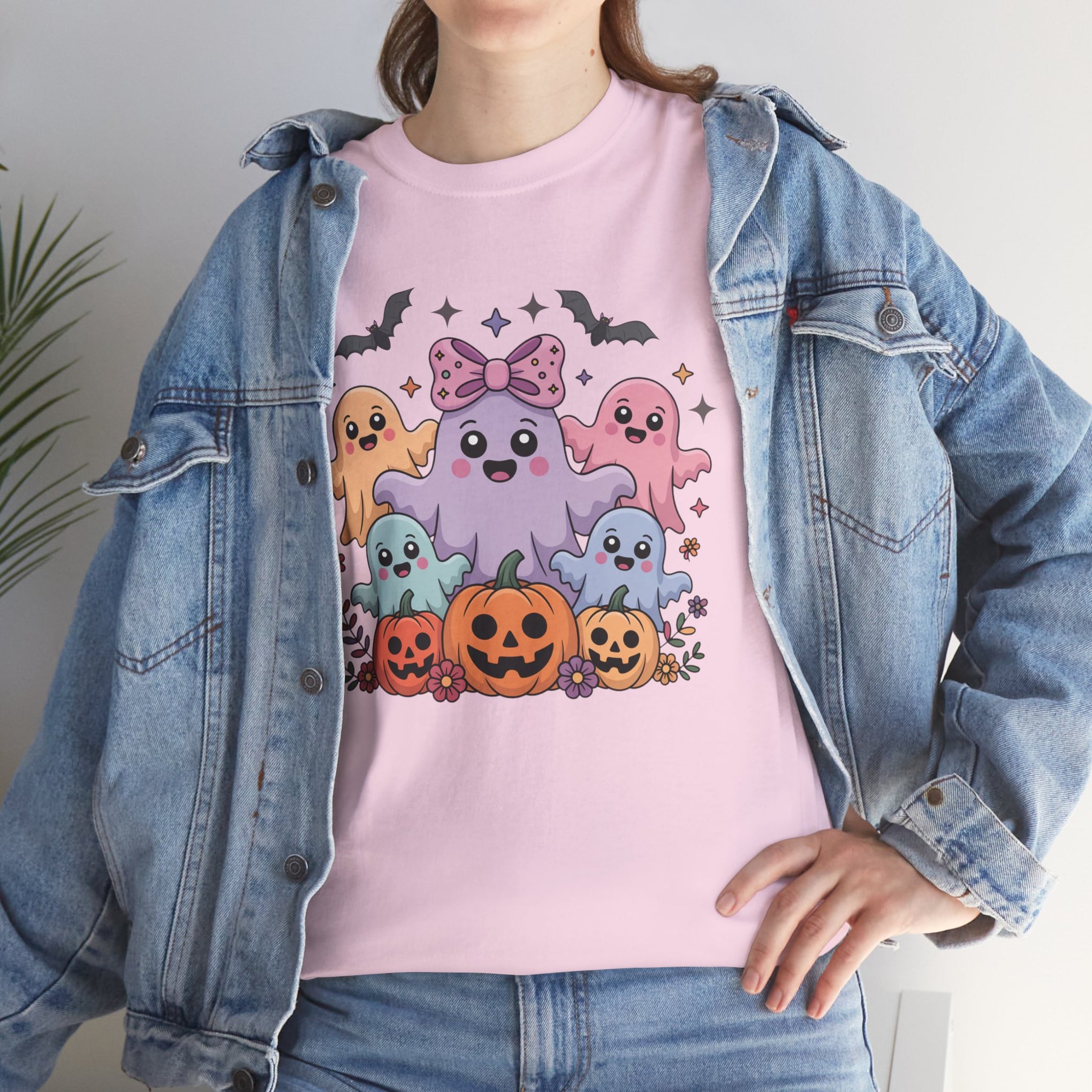 Halloween Tee - Iridescent Coquette Ghost Unisex Heavy Cotton Shirt