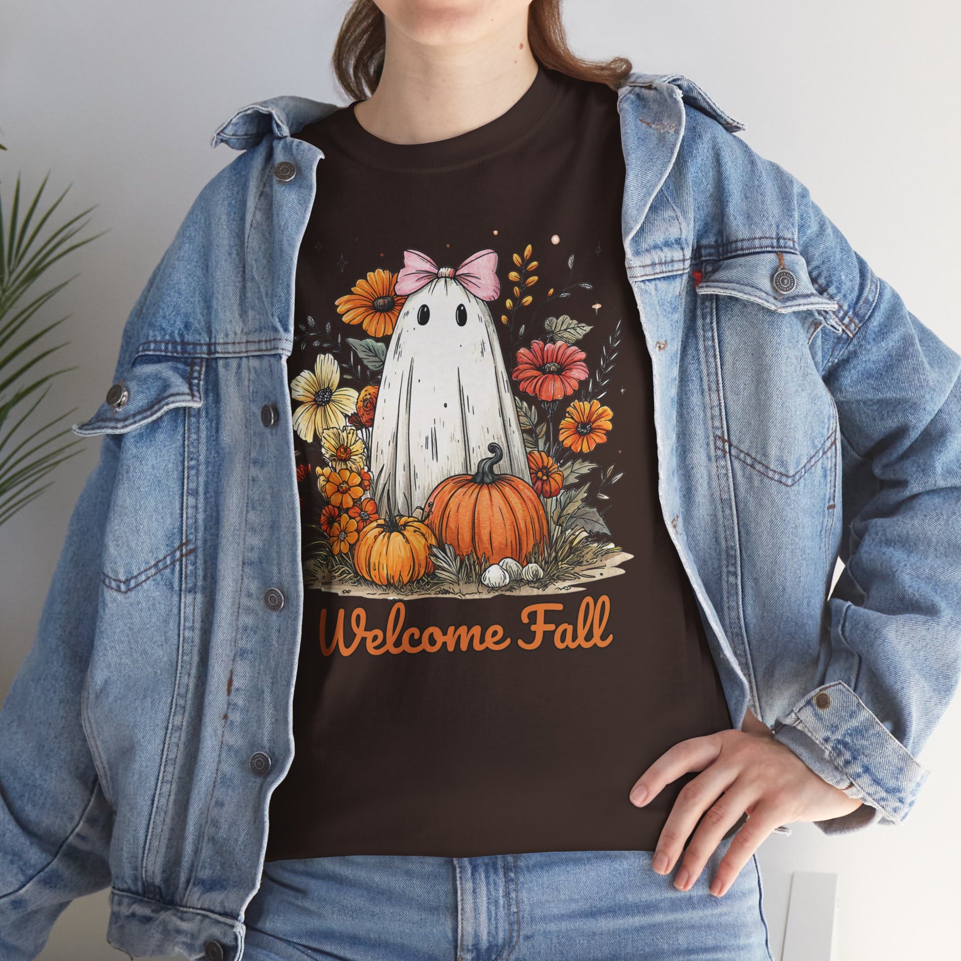 Welcome Fall Ghost, Floral Pumpkin Shirt