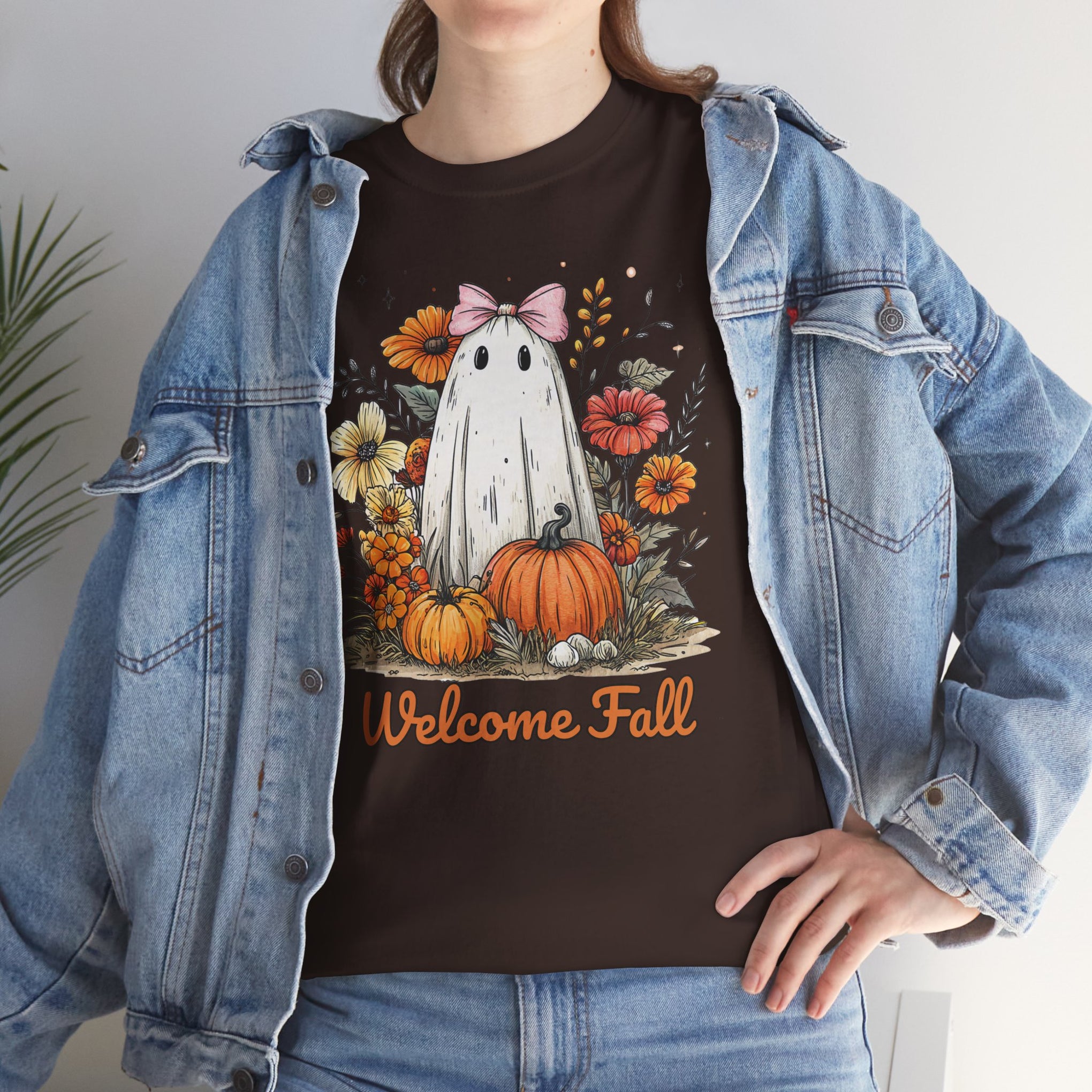 Welcome Fall Ghost, Floral Pumpkin Shirt
