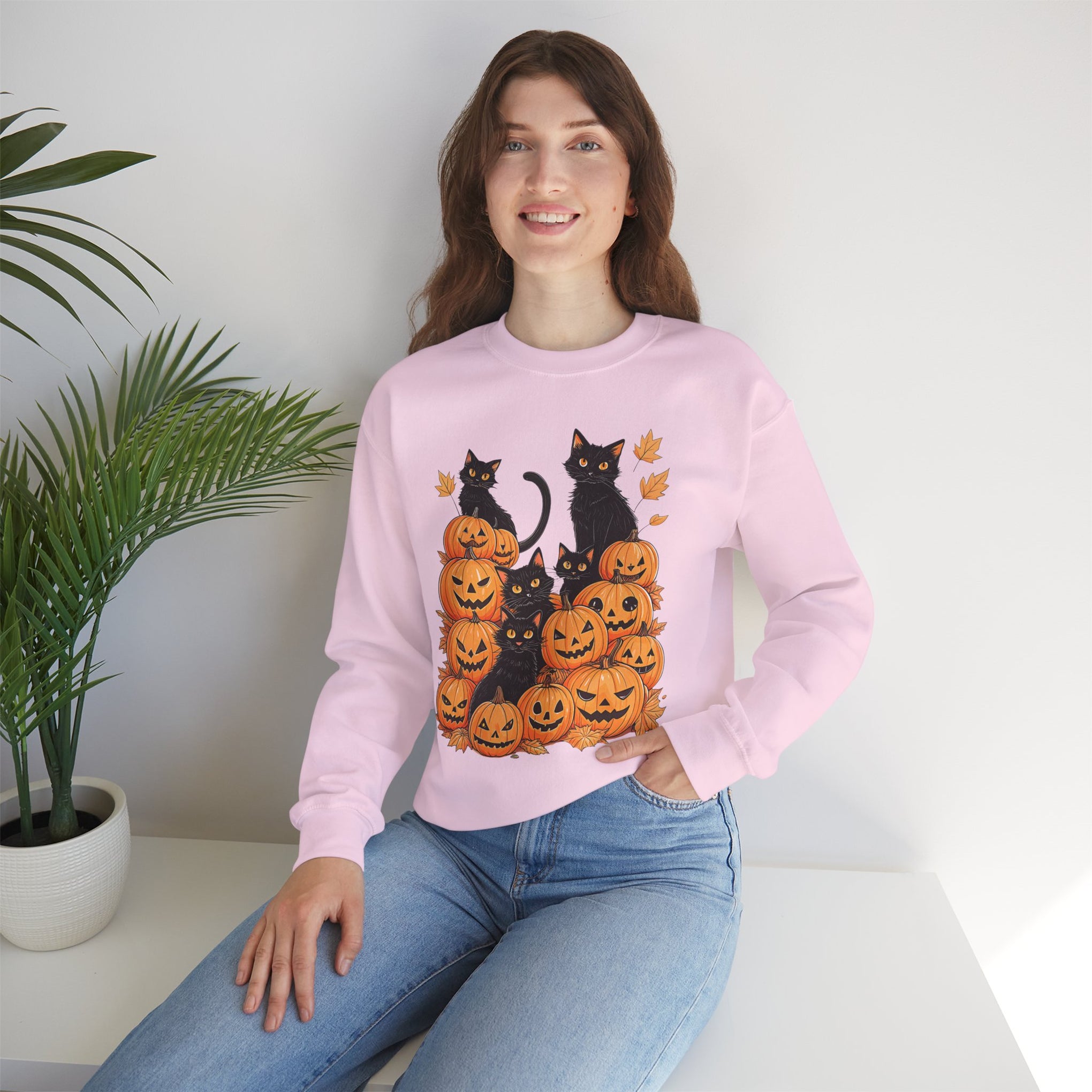 Halloween Black Cat Pumpkin Sweatshirt