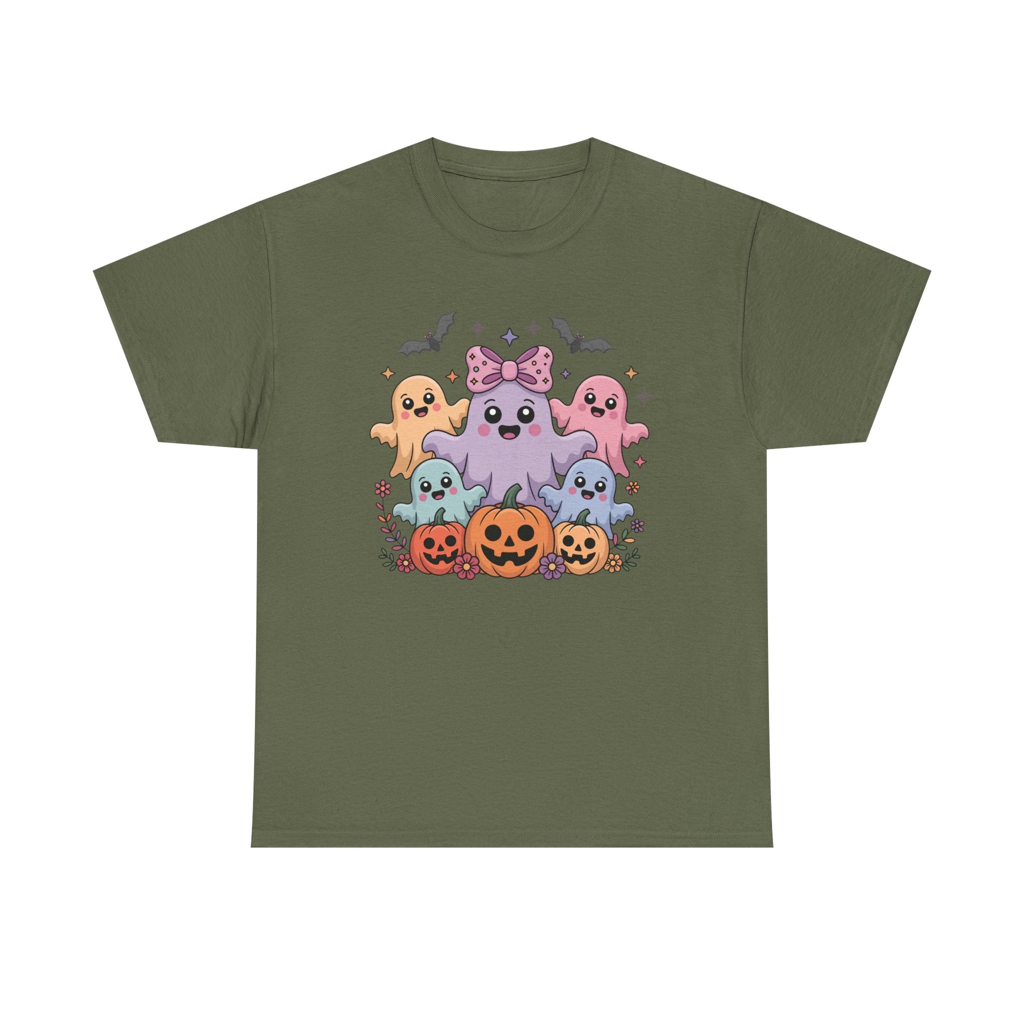Halloween Tee - Iridescent Coquette Ghost Unisex Heavy Cotton Shirt