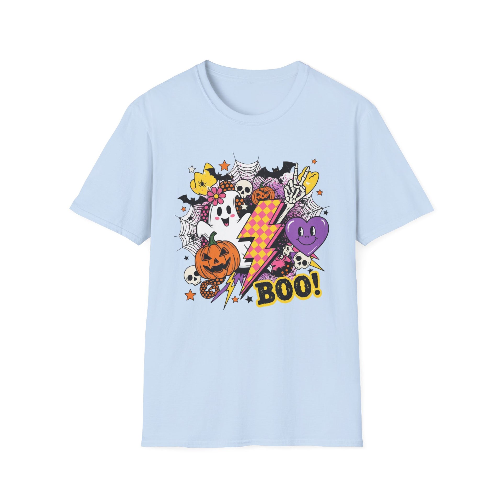 Halloween Boo Unisex Softstyle T-Shirt, Cute Ghost Tee, Spooky Vibes, Perfect for Halloween Parties, Casual Wear, Trick or Treat