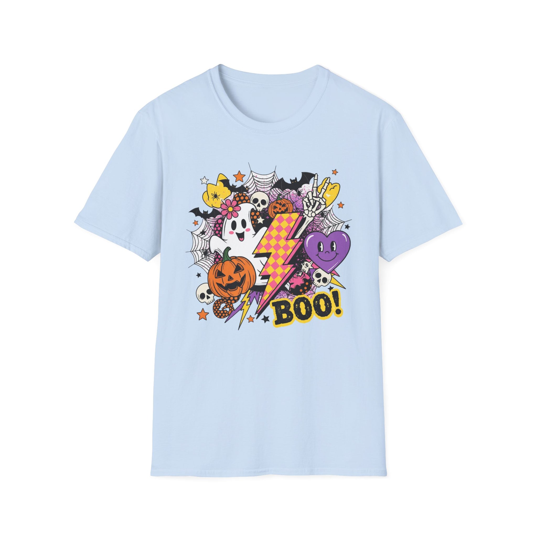Halloween Boo Unisex Softstyle T-Shirt, Cute Ghost Tee, Spooky Vibes, Perfect for Halloween Parties, Casual Wear, Trick or Treat