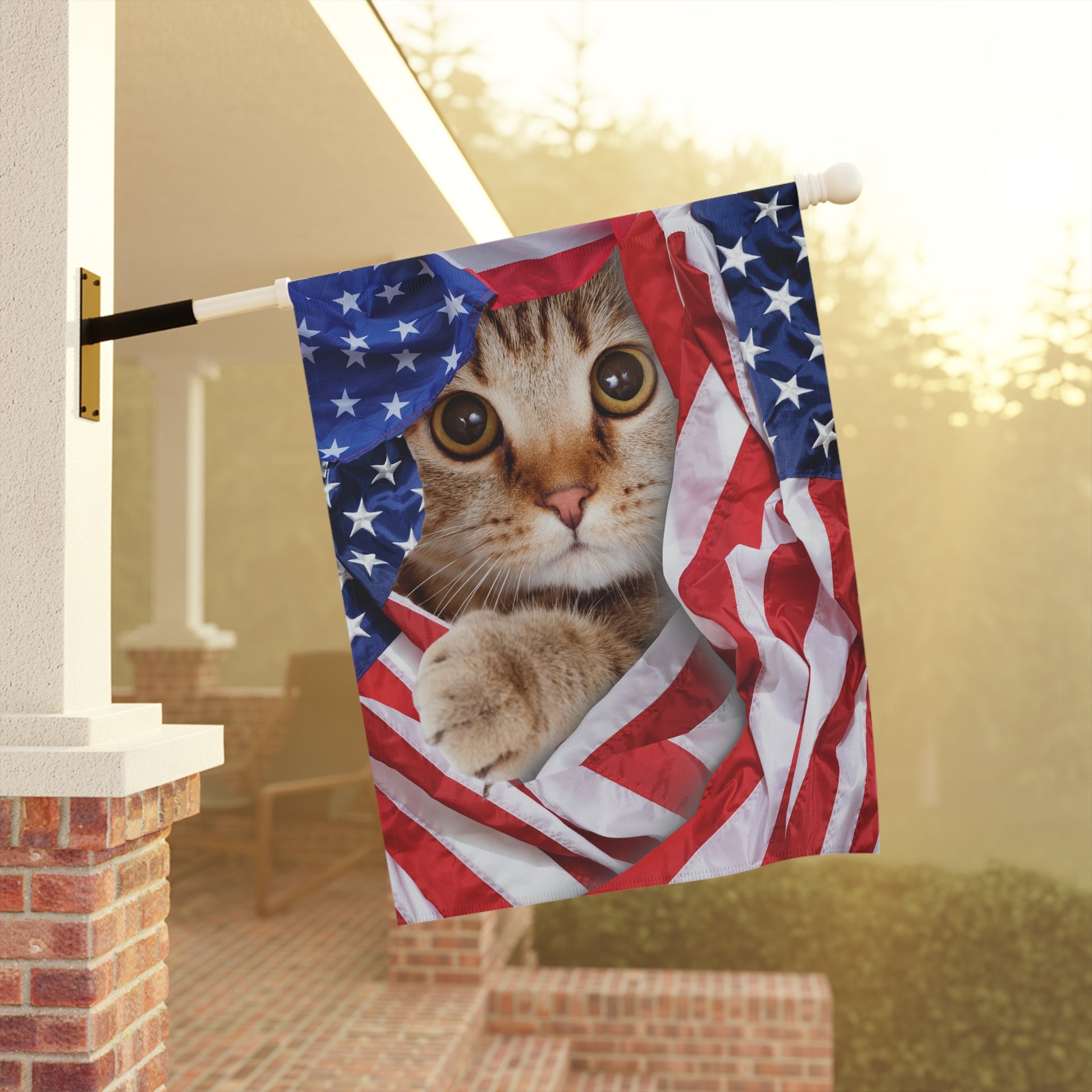 American Cat Whimsical Garden Banner, Playful Outdoor Sign, Dragon Decoration, Unique Yard Art, Sarcastic Home Décor, Garden Humor