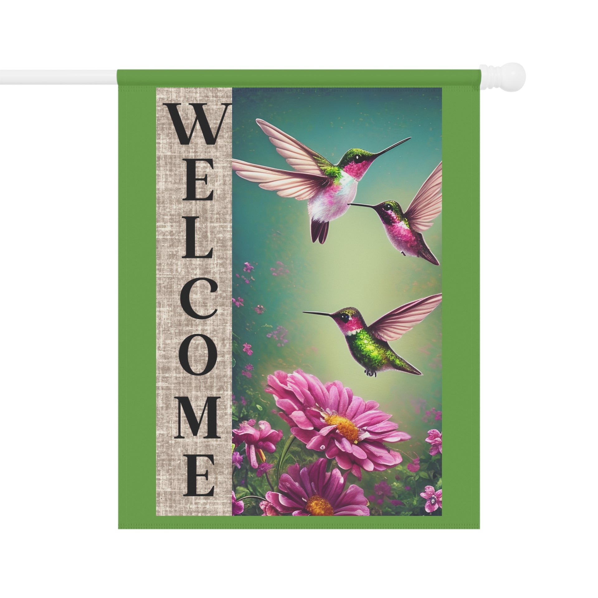 Welcome Hummingbirds  Whimsical Garden Banner, Playful Outdoor Sign, Dragon Decoration, Unique Yard Art, Sarcastic Home Décor, Garden Humor