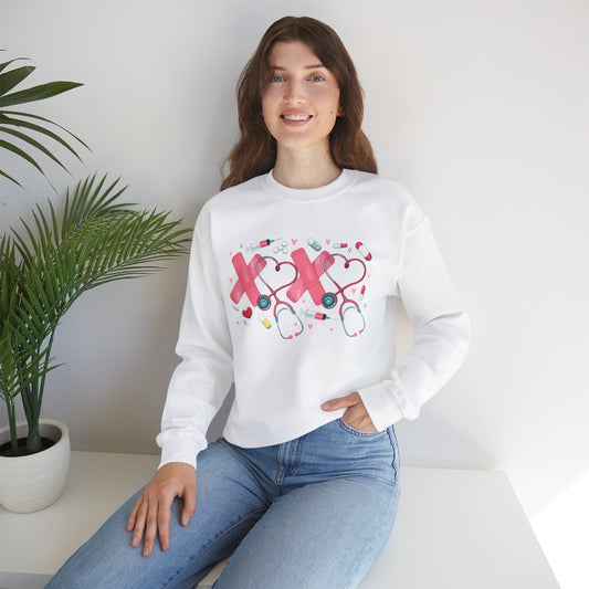 XOXO Nurse Professional Cute Sweatshirt, Funny Unisex Crewneck, Gift for Homeowners, Holiday Sweatshirt, Cozy Casual Wear