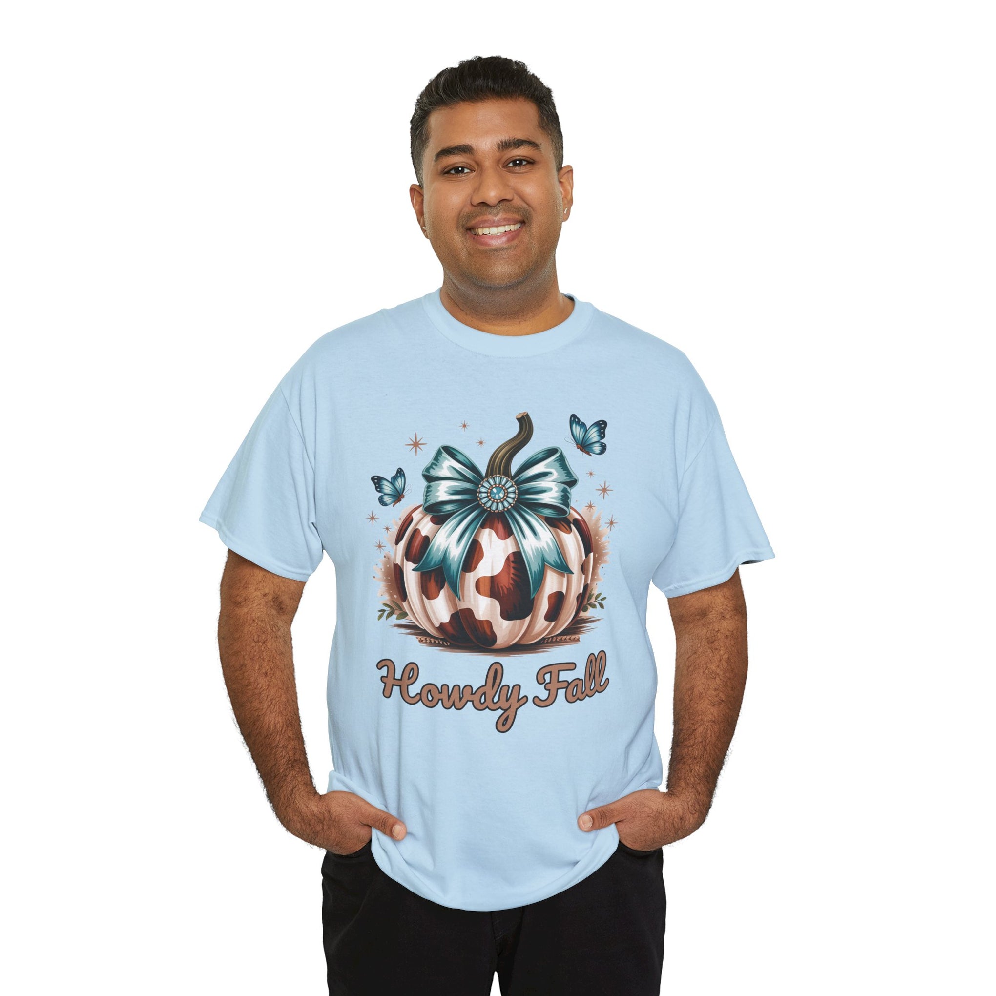 Howdy Fall Western Pumpkin Cowhide shirt