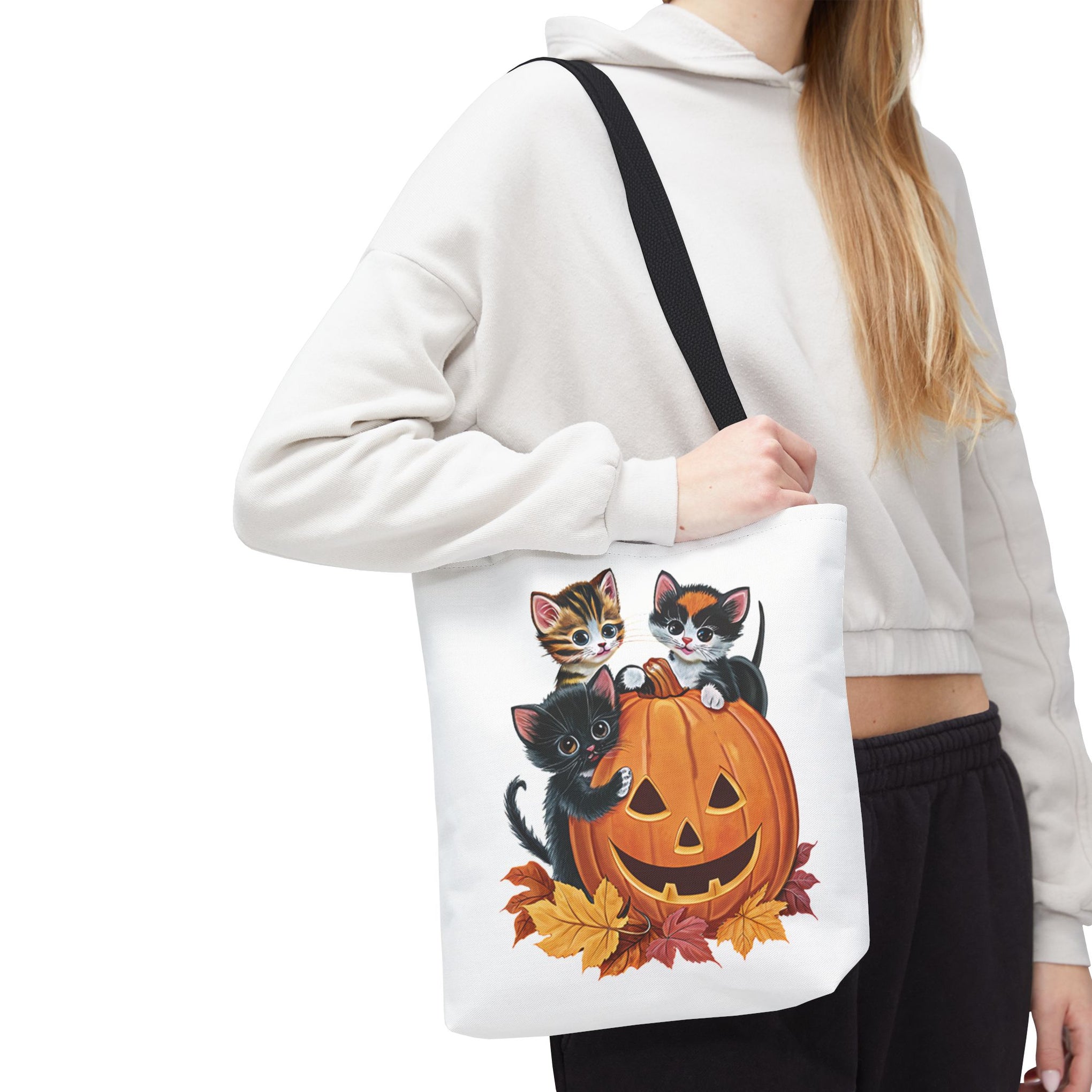 Cute Kittens Halloween Pumpkin Bag, Cute Halloween, Retro Halloween Bag