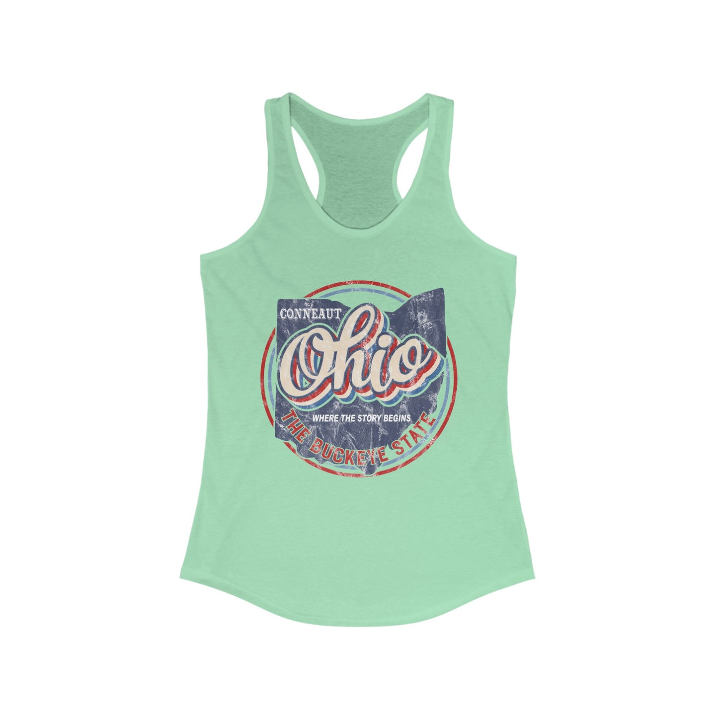 Women's Racerback Tank - Born and Raised in Conneaut, Ohio