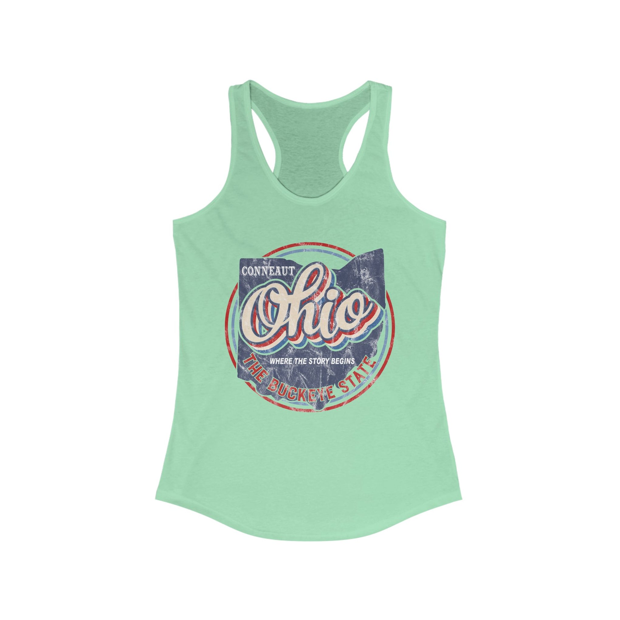 Women's Racerback Tank - Born and Raised in Conneaut, Ohio
