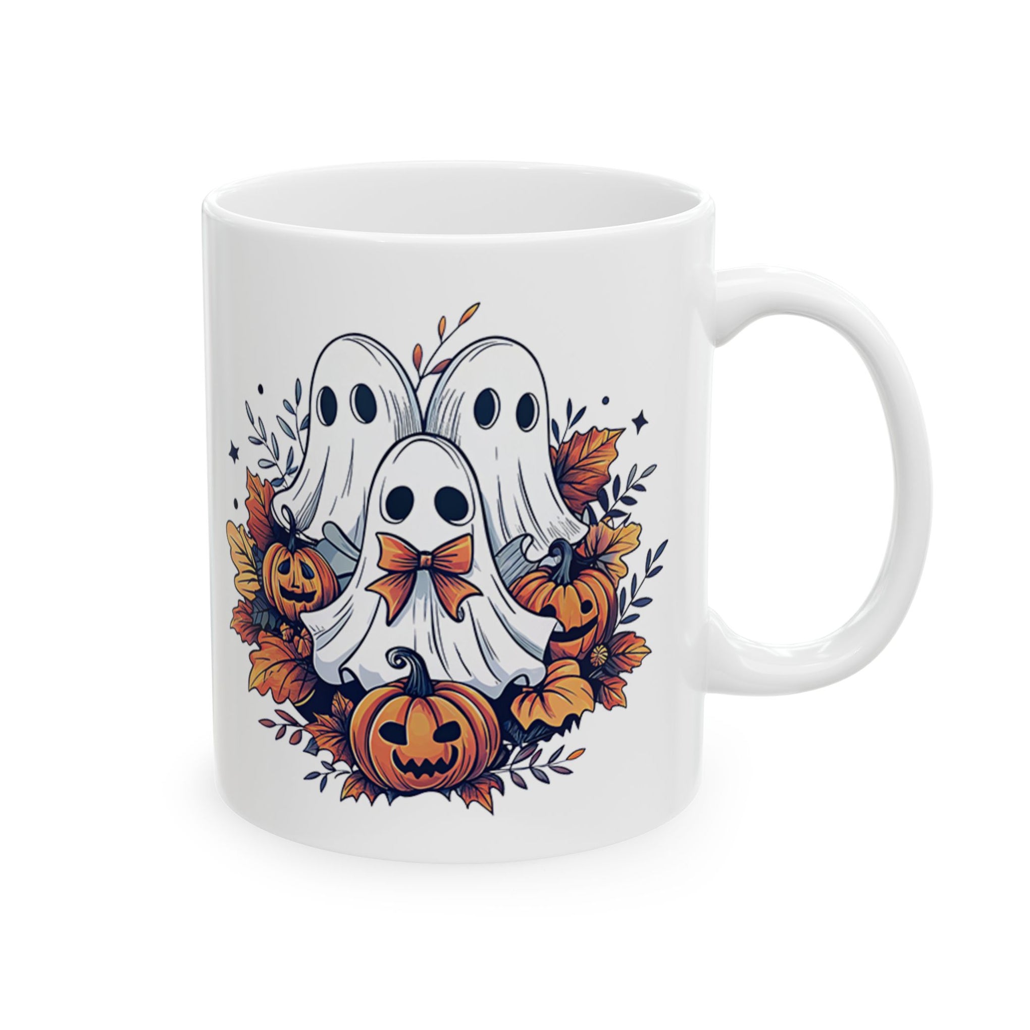 Retro Fall Ghost Ceramic Mug (11oz, 15oz) - Halloween Cup