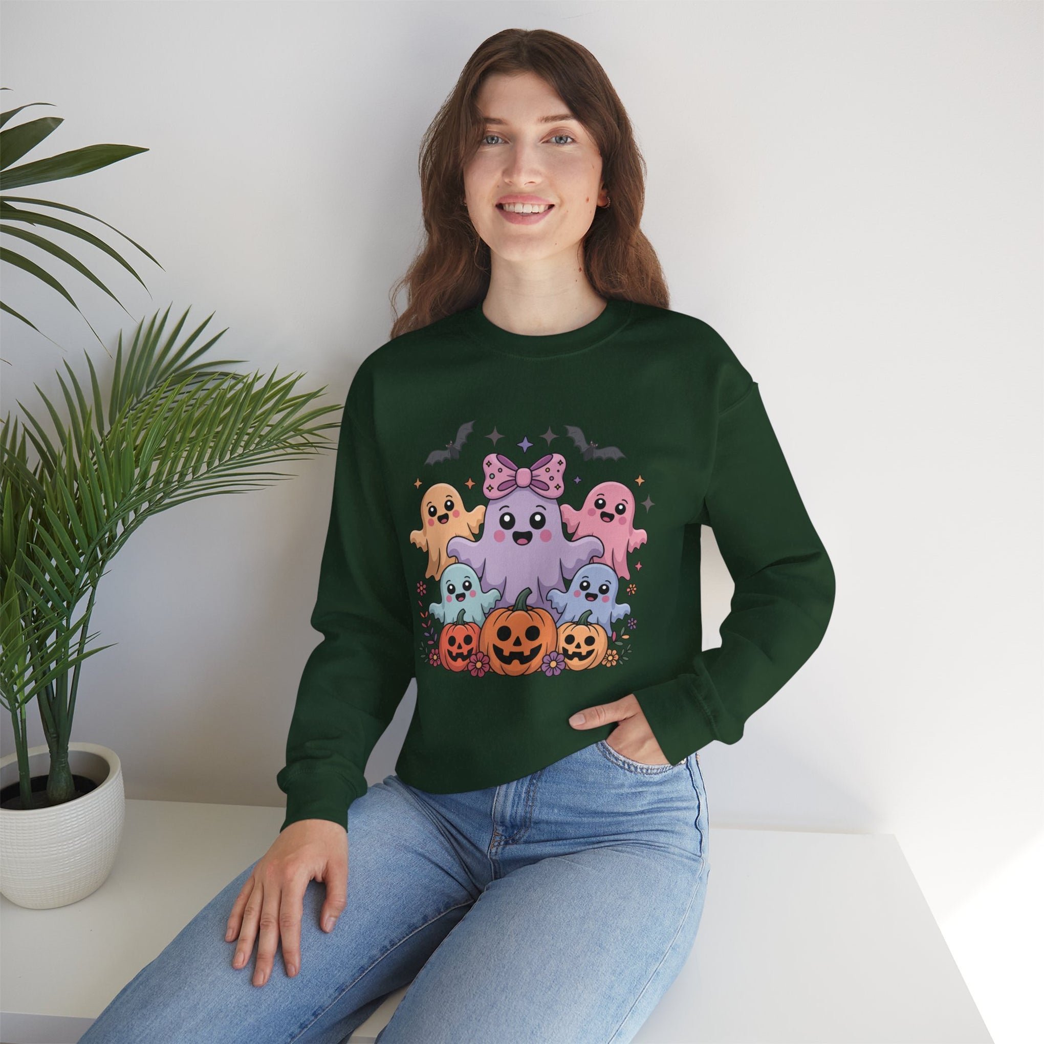 Iridescent Coquette Ghost Halloween Sweatshirt