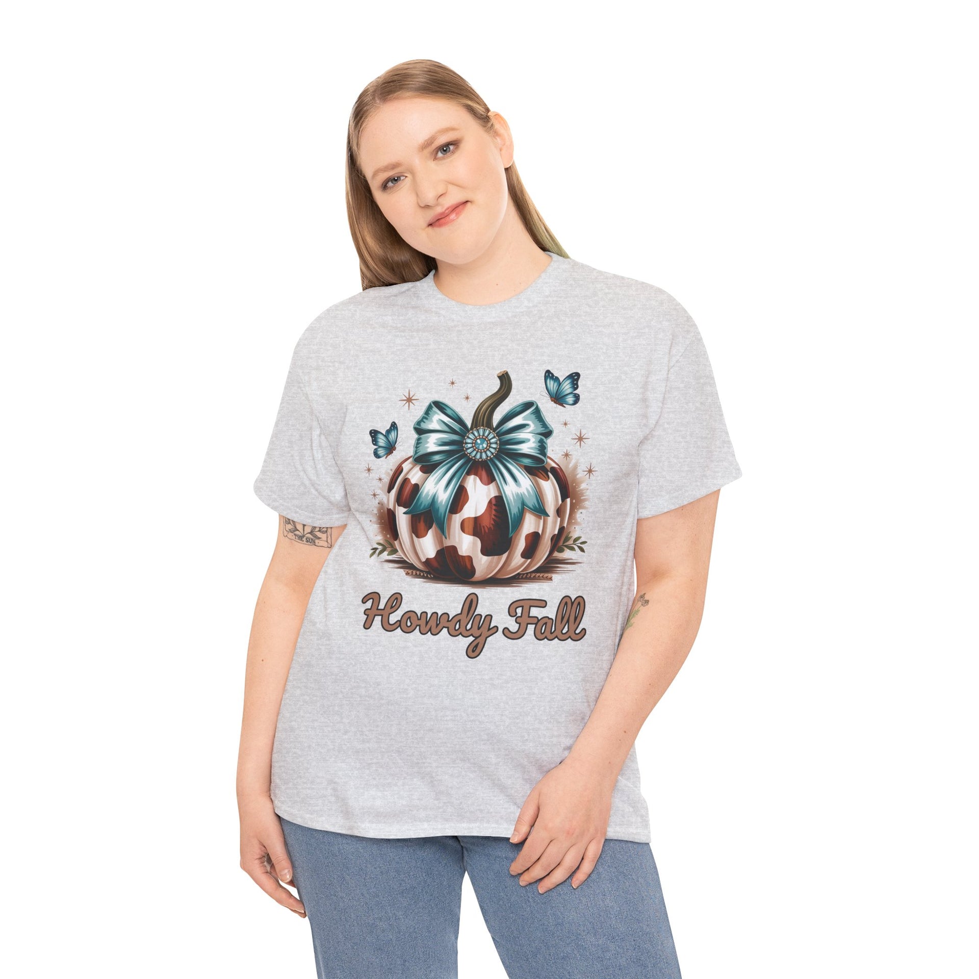 Howdy Fall Western Pumpkin Cowhide shirt