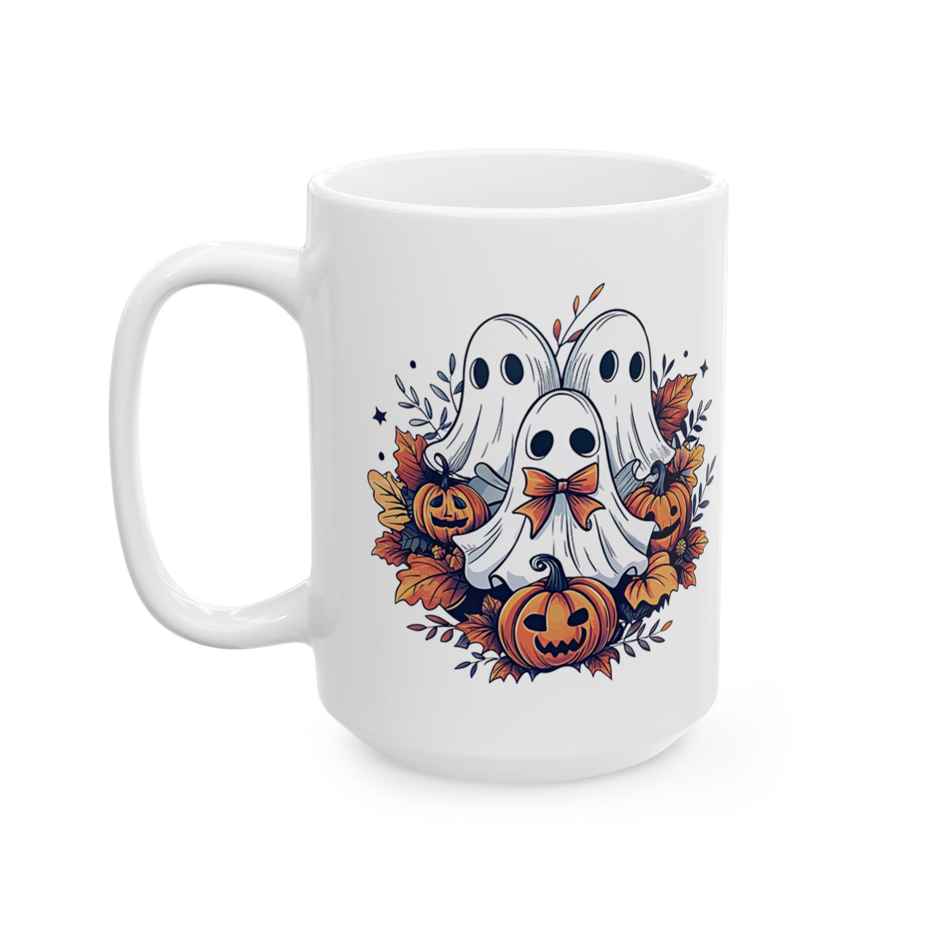 Retro Fall Ghost Ceramic Mug (11oz, 15oz) - Halloween Cup